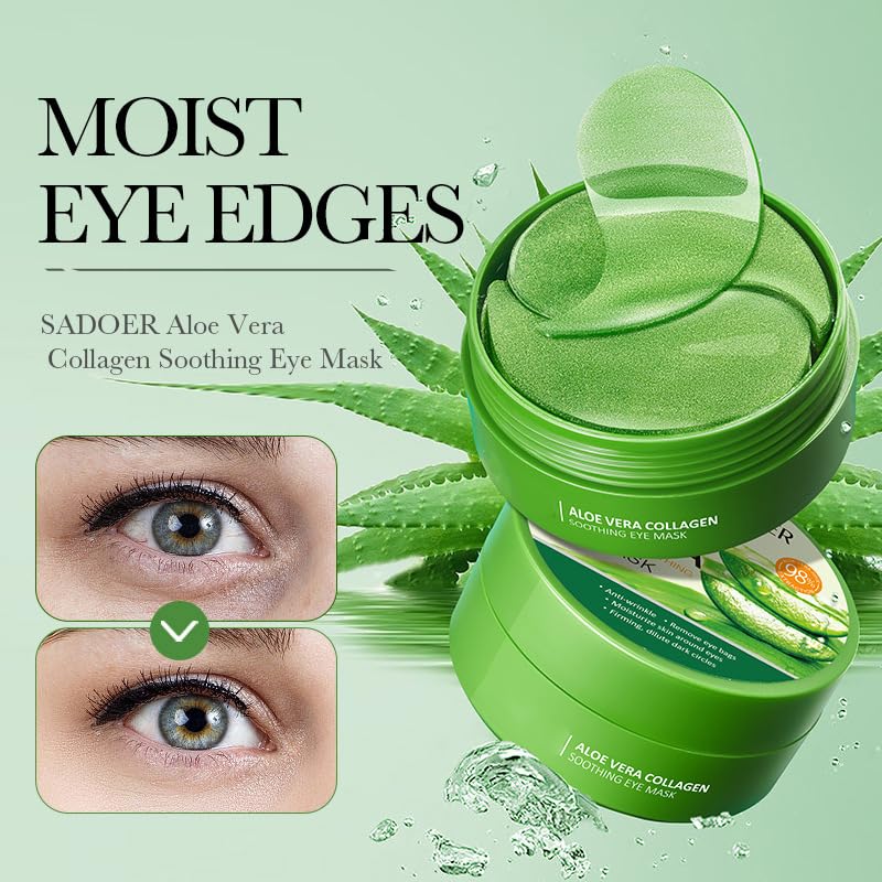 60 PCS Aloe Vera Eye Masks, Under Eye Gel Patches - Image 2