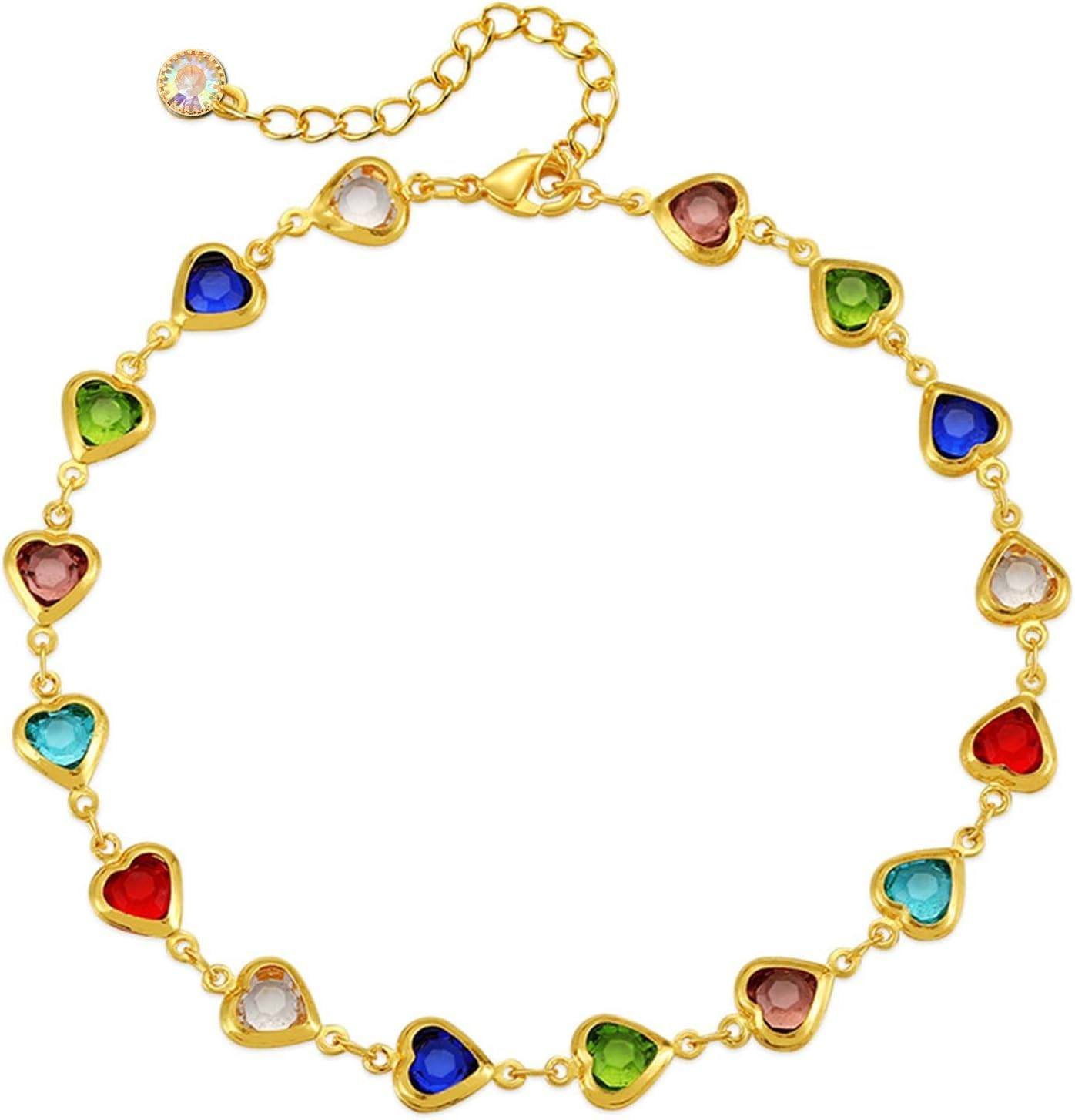 Heart Crystal Stone Design Ankle Bracelets for Women & Girls | Lightweight Toes Foot Jewellery | Leg Payal Anklets Charm Chains For Office, Party, Wedding, Festive, Gifting Purpose & Occasion Wear-image-24