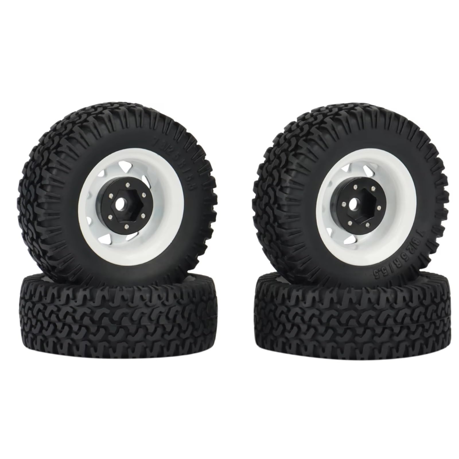 RC Pneus Jante Compatible avec Axial Jr 90069 D90 TF2 pour Tamiya CC01 LC70 pour MST 1/10 RC Voiture sur Chenilles 4 Pièces 1.55 Jeu De Pneus De Jante De Roue À Billes en Métal