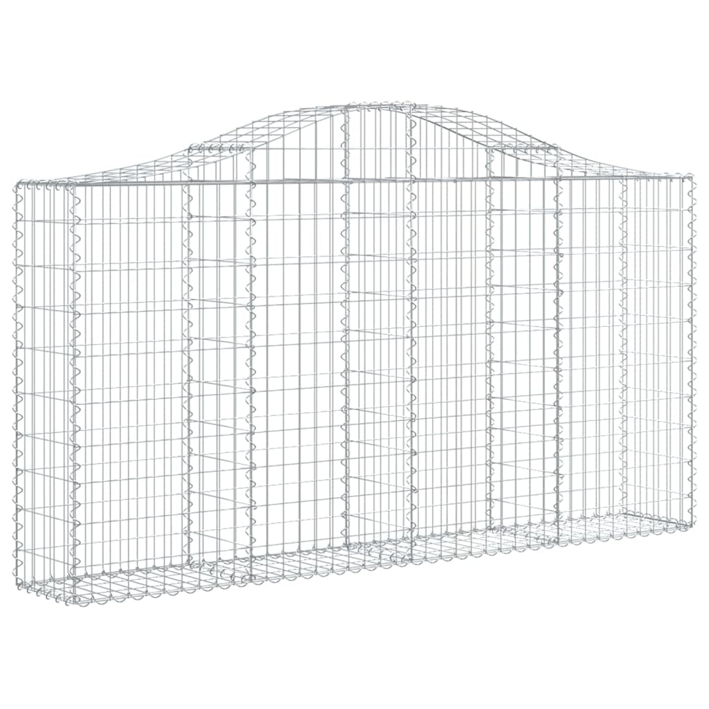 Gabionen mit Hochbogen 5 STK. 200 x 30 x 100/120 cm verzinktes Eisen, Gartenbarriere, dekorative Gabionenkörbe, 3,5 mm Draht, Winddicht, robust, Terrasse, Vorgarten