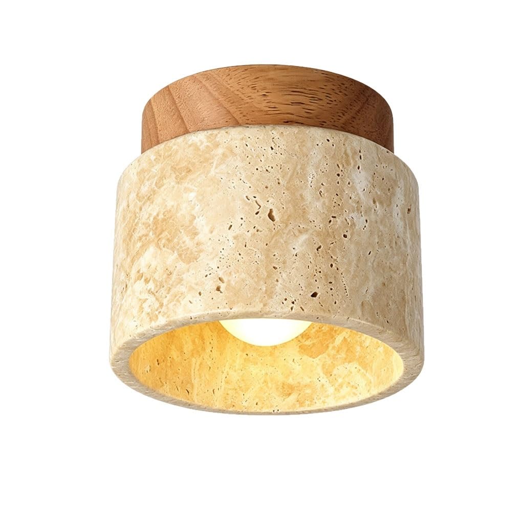 Mała Lampa Sufitowa Z Naturalnego Żółtego Trawertynu Lampa Sufitowa W Nowoczesnym Stylu Wabi-sabi Oświetlenie Sufitowe Do Korytarza I Przedpokoju Nadaje Się Do Sypialni Salonu Kuchni Balkonu