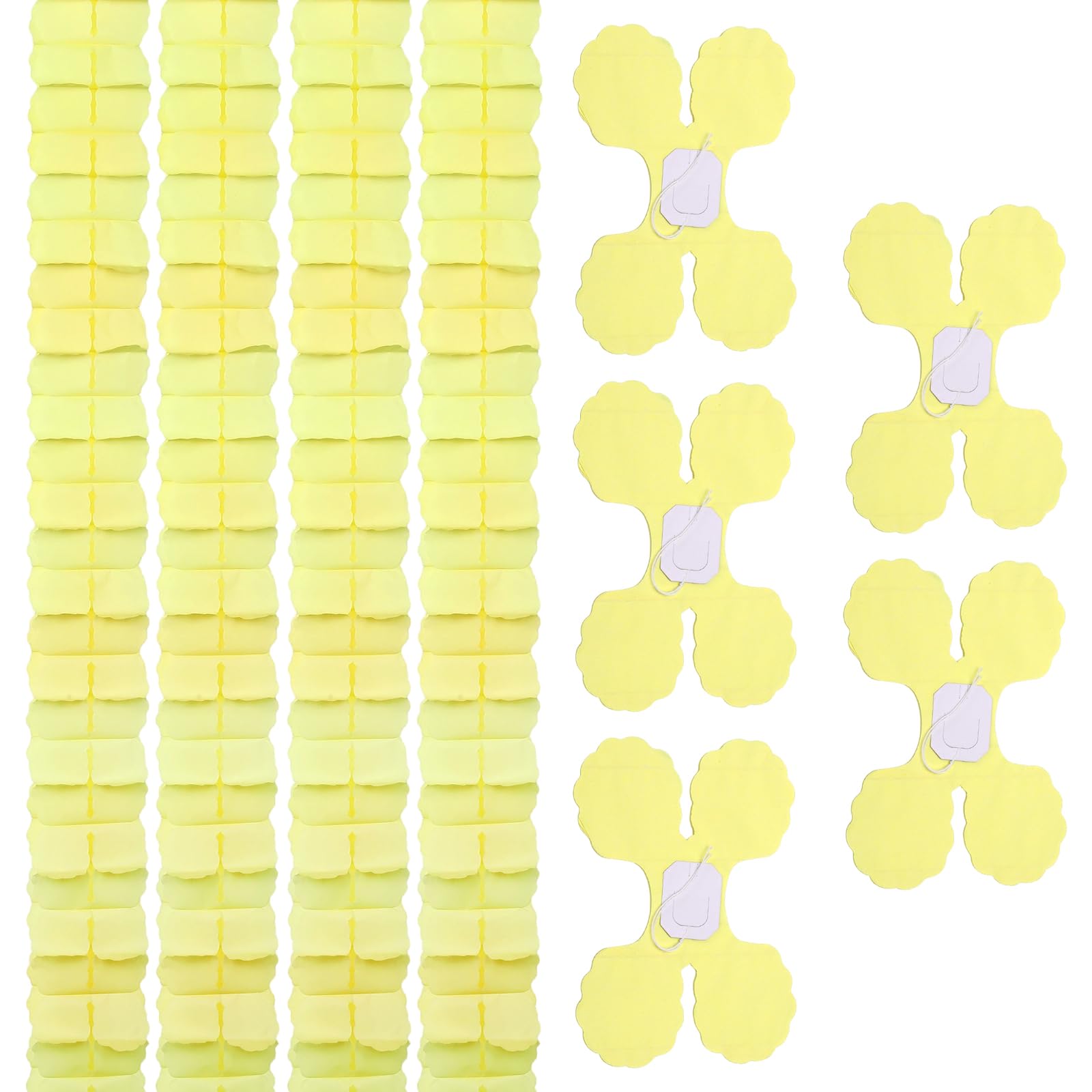 sourcing map 9 Pcs Four Leaf Paper Flowers Garland, Paper Streamers Reusable Hanging Garland for Home Birthday Wedding Party Backdrop Decoration, Yellow