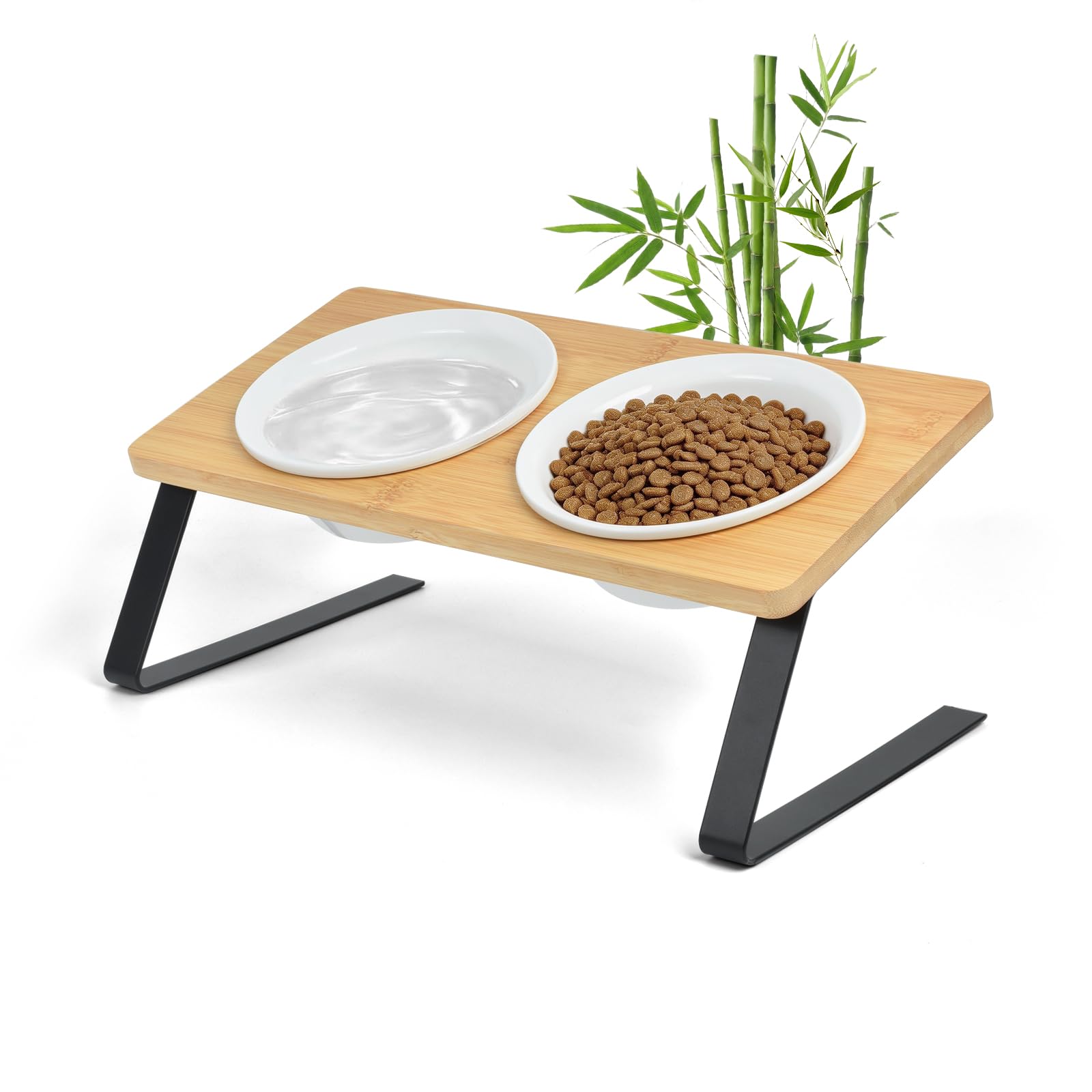Amazon | LINECY 猫 犬用 食器台 陶器ボウル付き 15度傾斜 食器