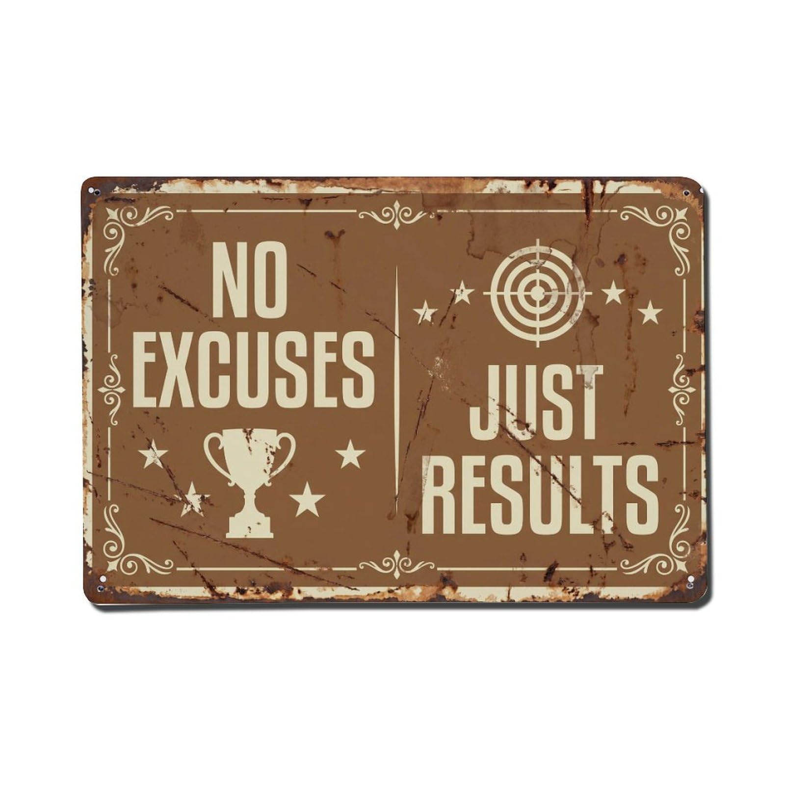 Results Business Retro Motivational Slogans Metal Tin Sign Plaque Wall Decor for Cafe, Club Bar, Office, Home Garden Metal Poster 8x12Inch