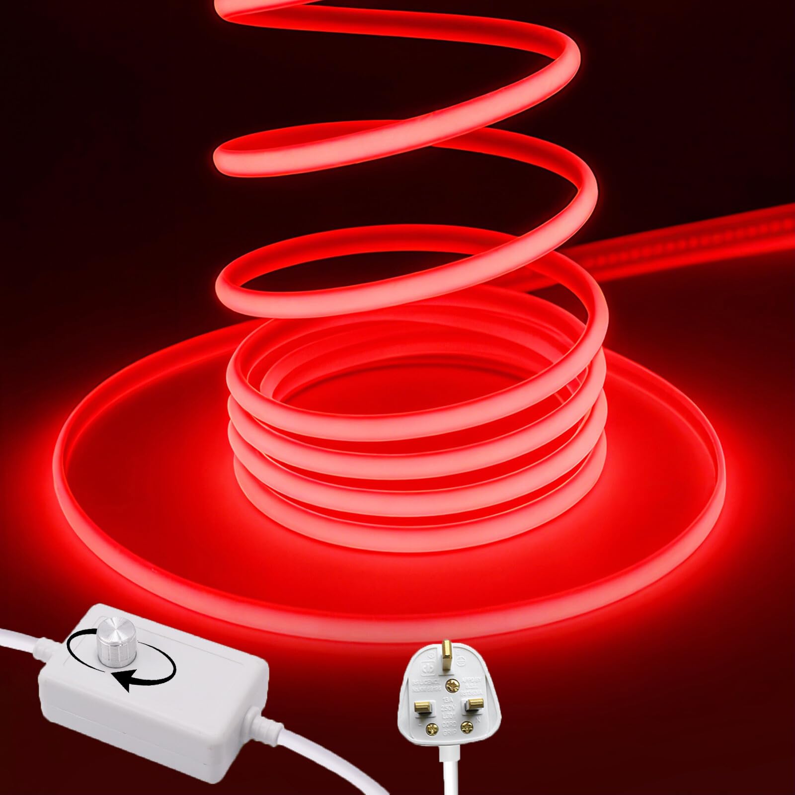 Wisada 220V Dimmable COB LED Neon Light Strip [13m, Red], IP65 Waterproof Flexible，288 LEDs/m Cuttable FCOB LED Rope Light, DIY Design, Home Store Decorative Light Strip