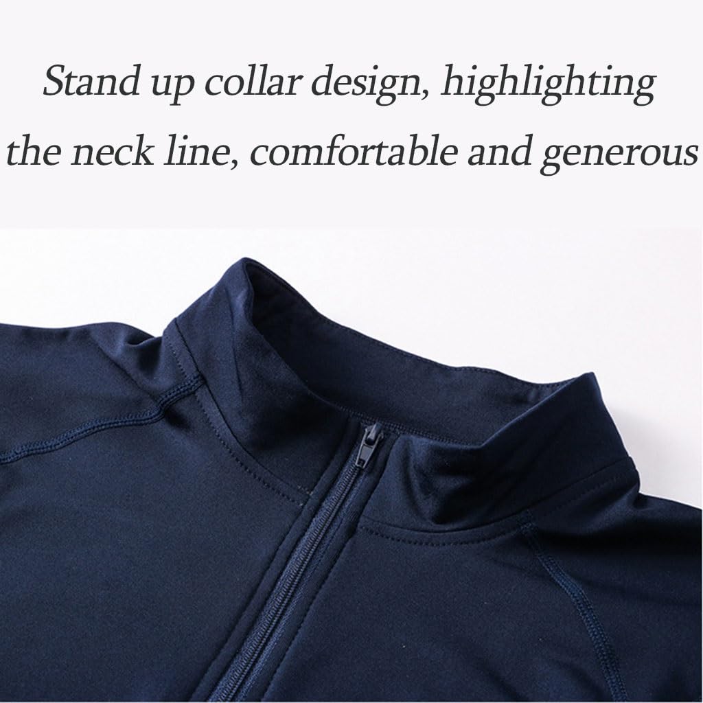 Shirt Compression Chemise de Base de Course à col Montant/col Haut pour Sports d'hiver, Chemise Chaude et serrée à Manches Longues pour Hommes(A1,M)