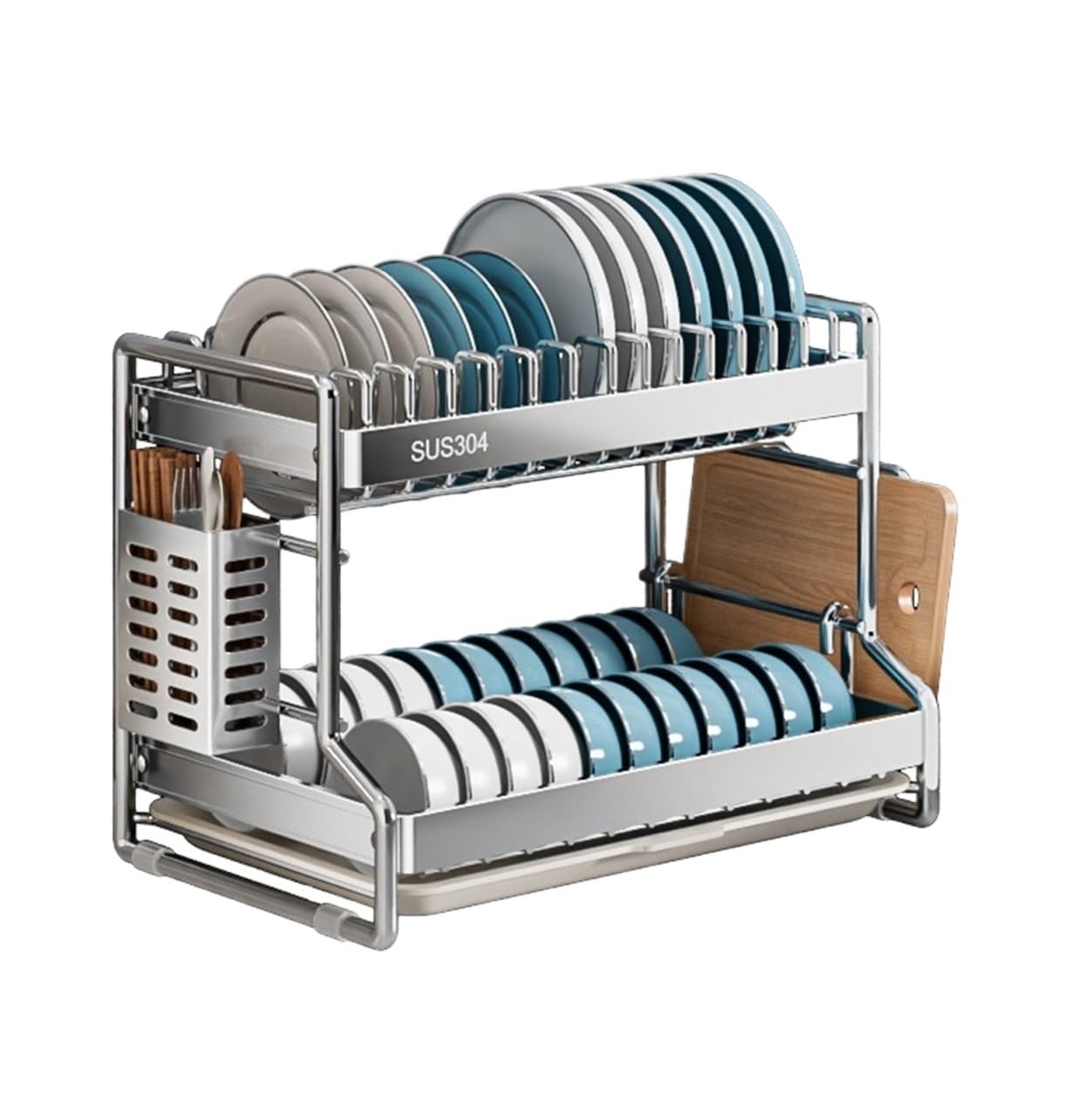 Escurreplatos De Cocina Escurreplatos De 3 Niveles con Soporte para Utensilios, Soporte para Tabla De Cortar Y Escurridor De Platos para Cocina Escurridor De Platos(42 * 24.5 * 30cm)