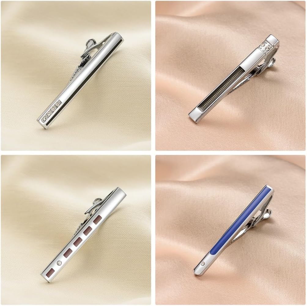 Black enamel tie clip set diamond