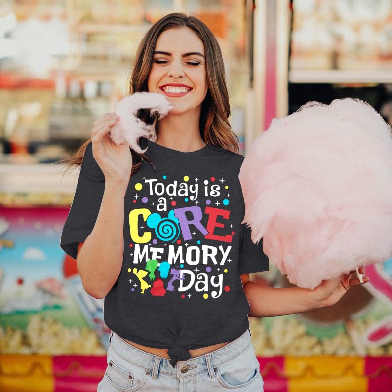 Magical Shirt for Women Funny Today is A Core Memory Day Letter Print T Shirts Cute Family Vacation Graphic Tee Tops3