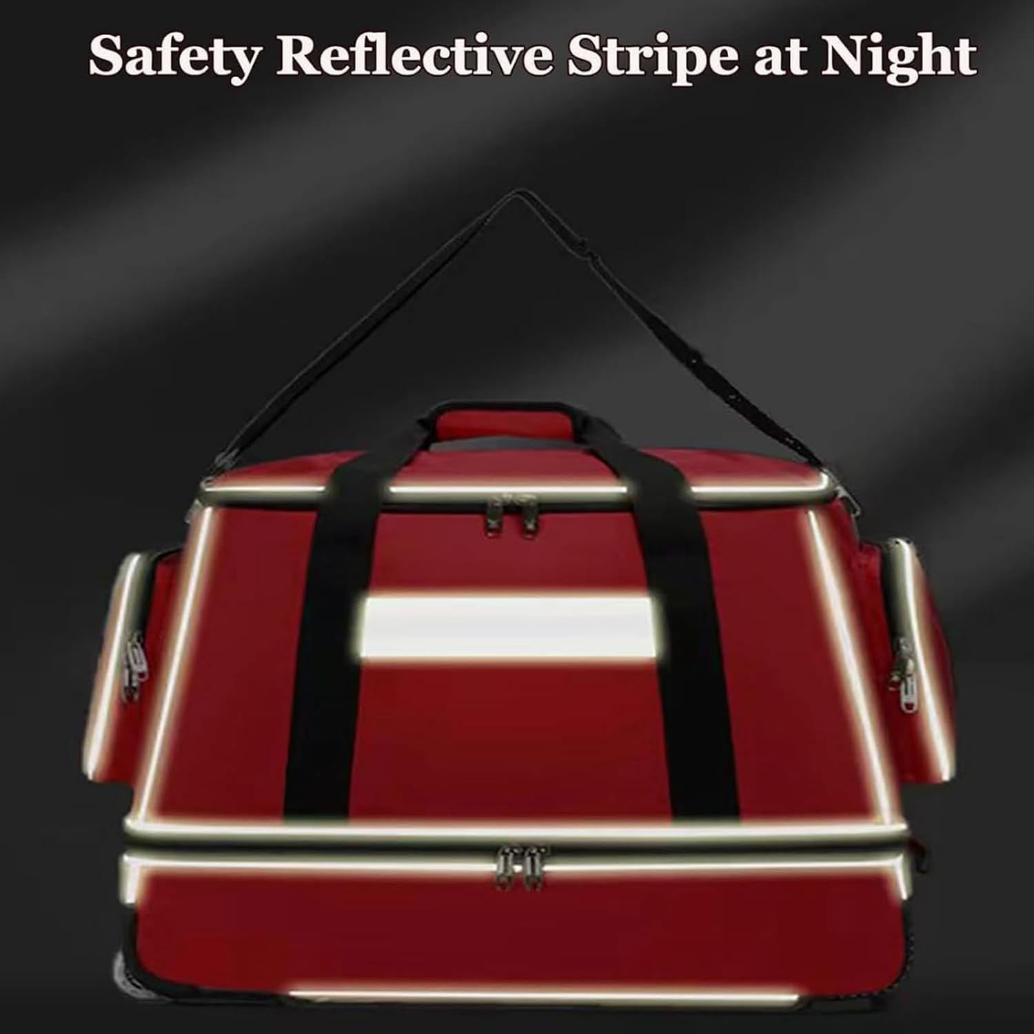 Bolsa médica con ruedas, bolsa de emergencia de primeros auxilios con tiras reflectantes, ruedas, barra telescópica y correa para el hombro para organizar equipo de rescate y senderismo, Orange, L