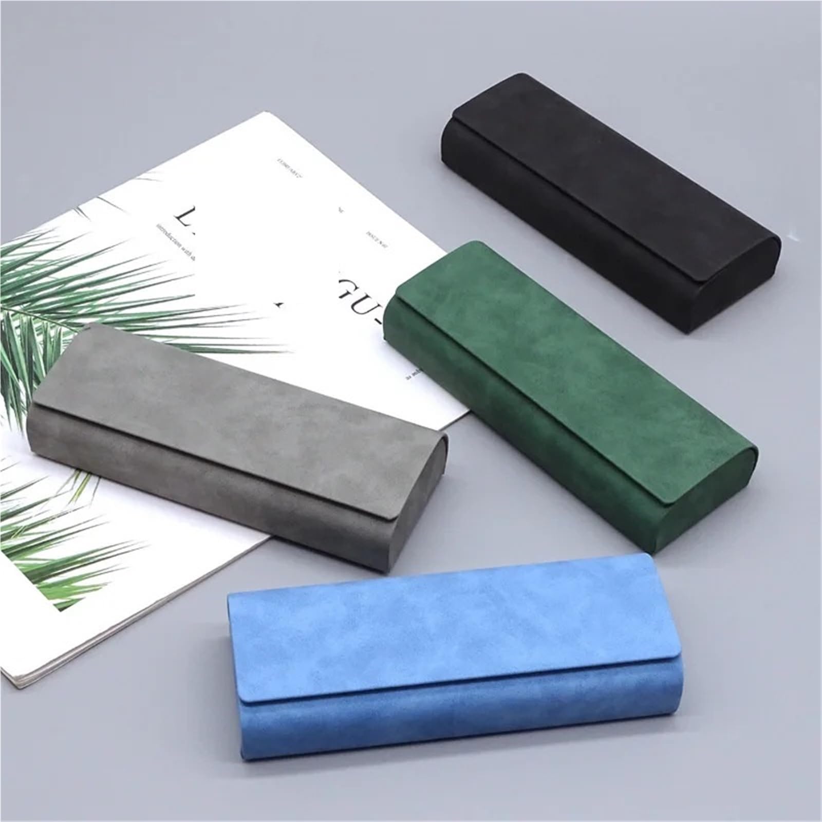 étui à lunettes, Étui à lunettes unisexe en cuir PU, portable, pliable/anti-écrasement