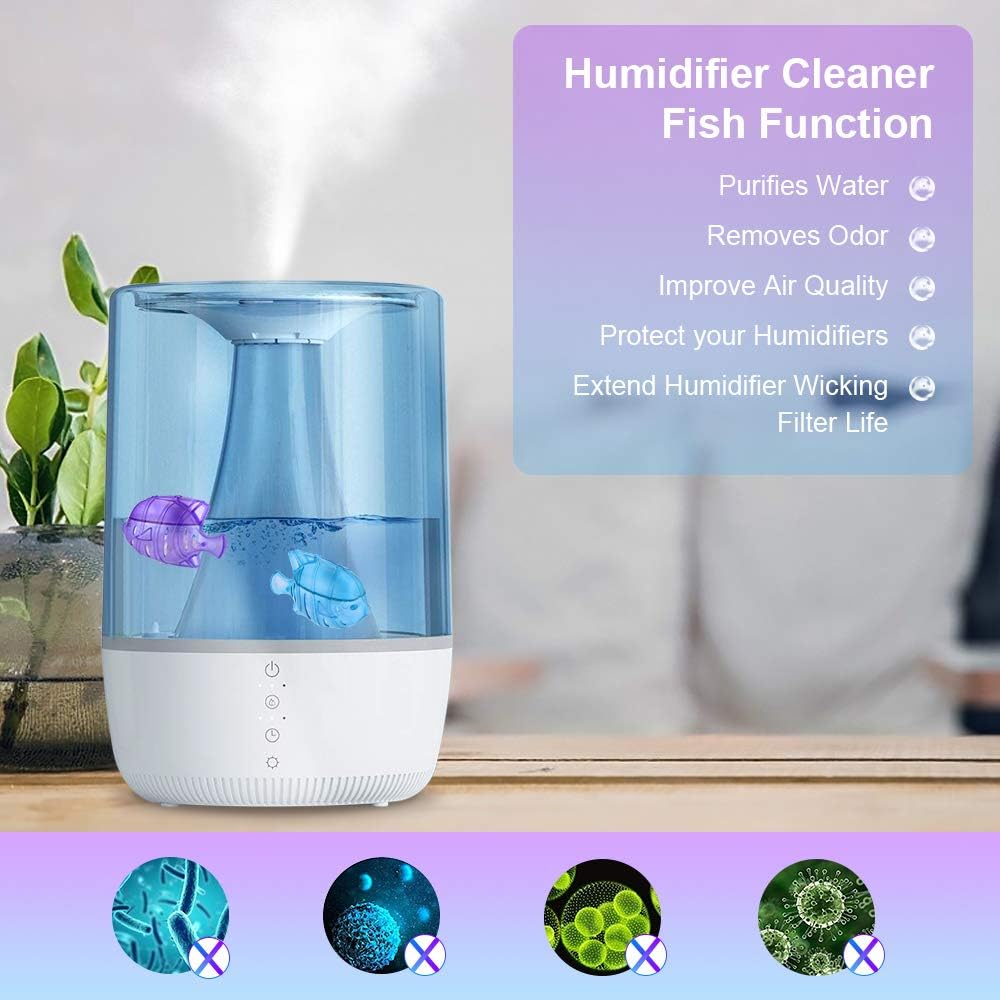 ANYHOW 12 Pack Humidifier Cleaner, Universal Humidifier Tank Cleaner Fish Compatible with Warm & Cool Mist Humidifiers, Fish Tank, and Most Mumidifier (Purple and Blue) : Appliances