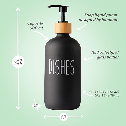 Miniatura 3 de Juego de 2 dispensadores de jabón de vidrio con bandeja, dispensador de jabón de vidrio para manos y platos para fregadero de cocina, juego de