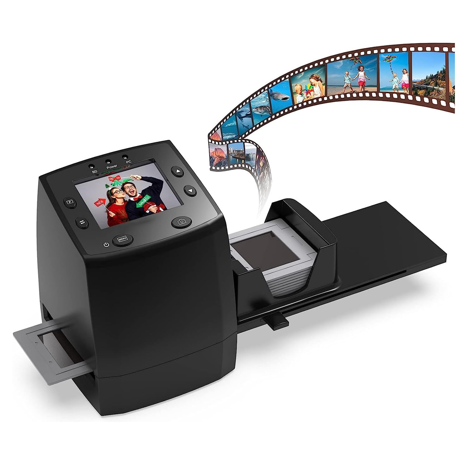 Escáner De Diapositivas De Película Digital, Proyector De Diapositivas Portátil con Pantalla LCD TFT De 2,4", Brillo De Pantalla Ajustable Y Soporte En Varios Idiomas, para El Hogar, La Oficina