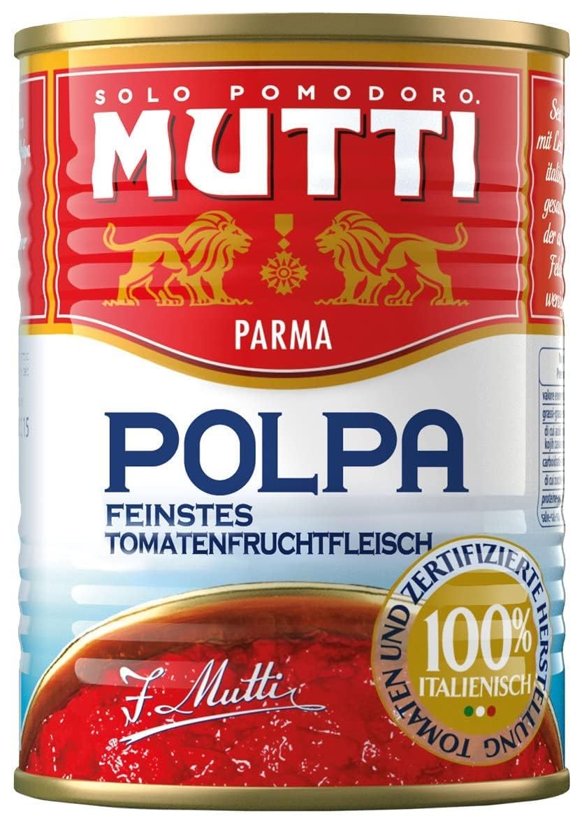 Mutti Polpa 400g Feinstes Tomatenfruchtfleisch in Stücken 100% italienische Tomaten aus Parma 48er Pack