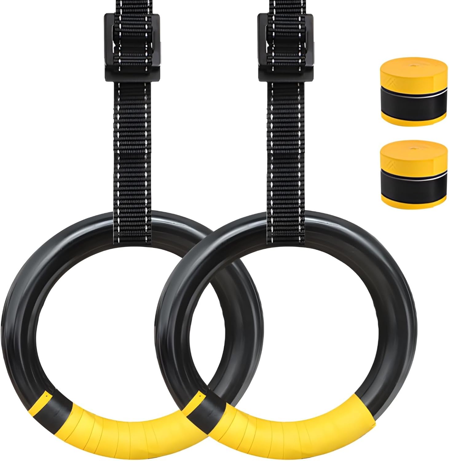 Professional Gymnastic Rings with Adjustable Straps for & Home Training, Non-Slip Grip for Pull