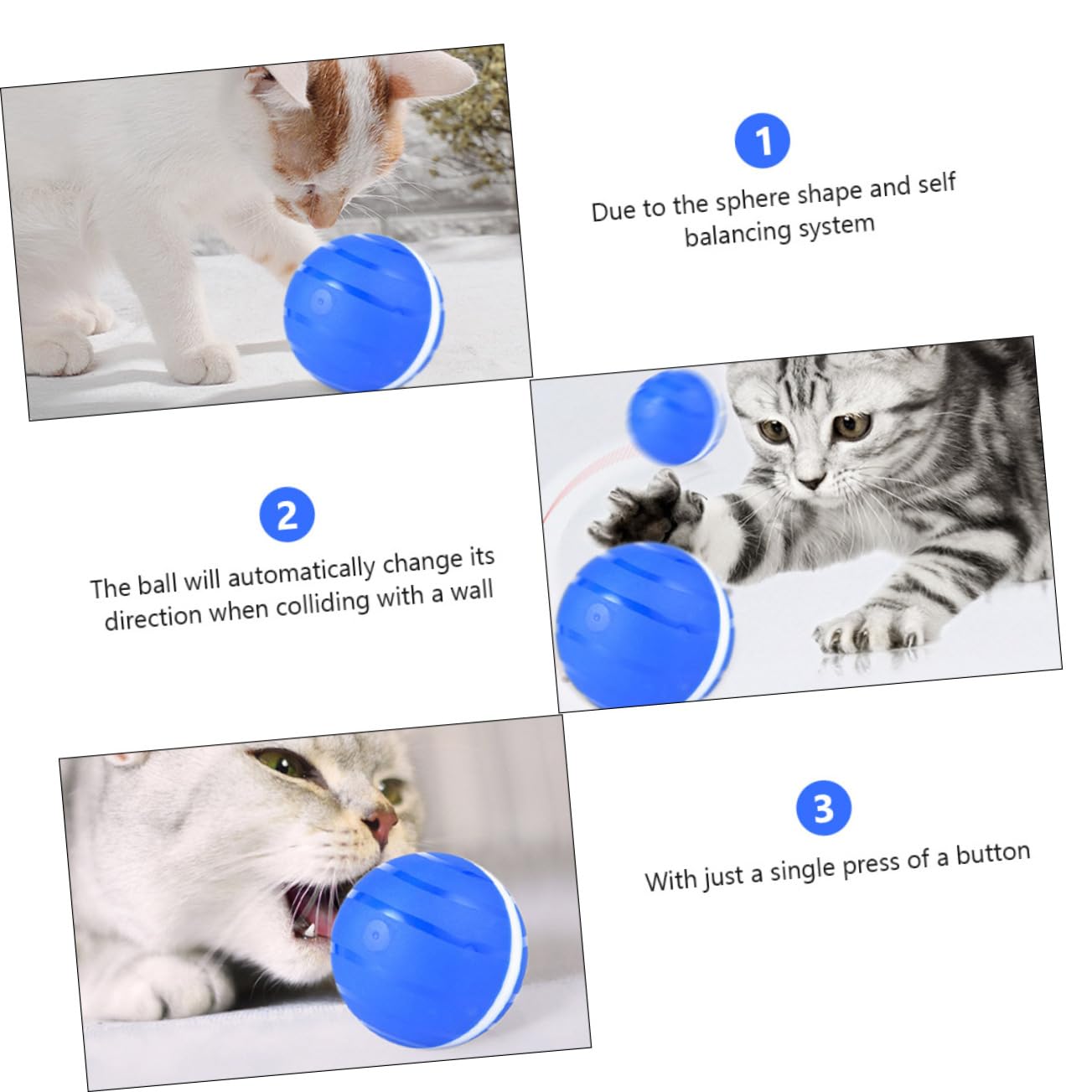 TOYANDONA Pelota Luminosa para Gatos Juguete Interactivo De Pelota para Mascotas Recargable por USB Balones Intermitentes para Gatos Interactiva