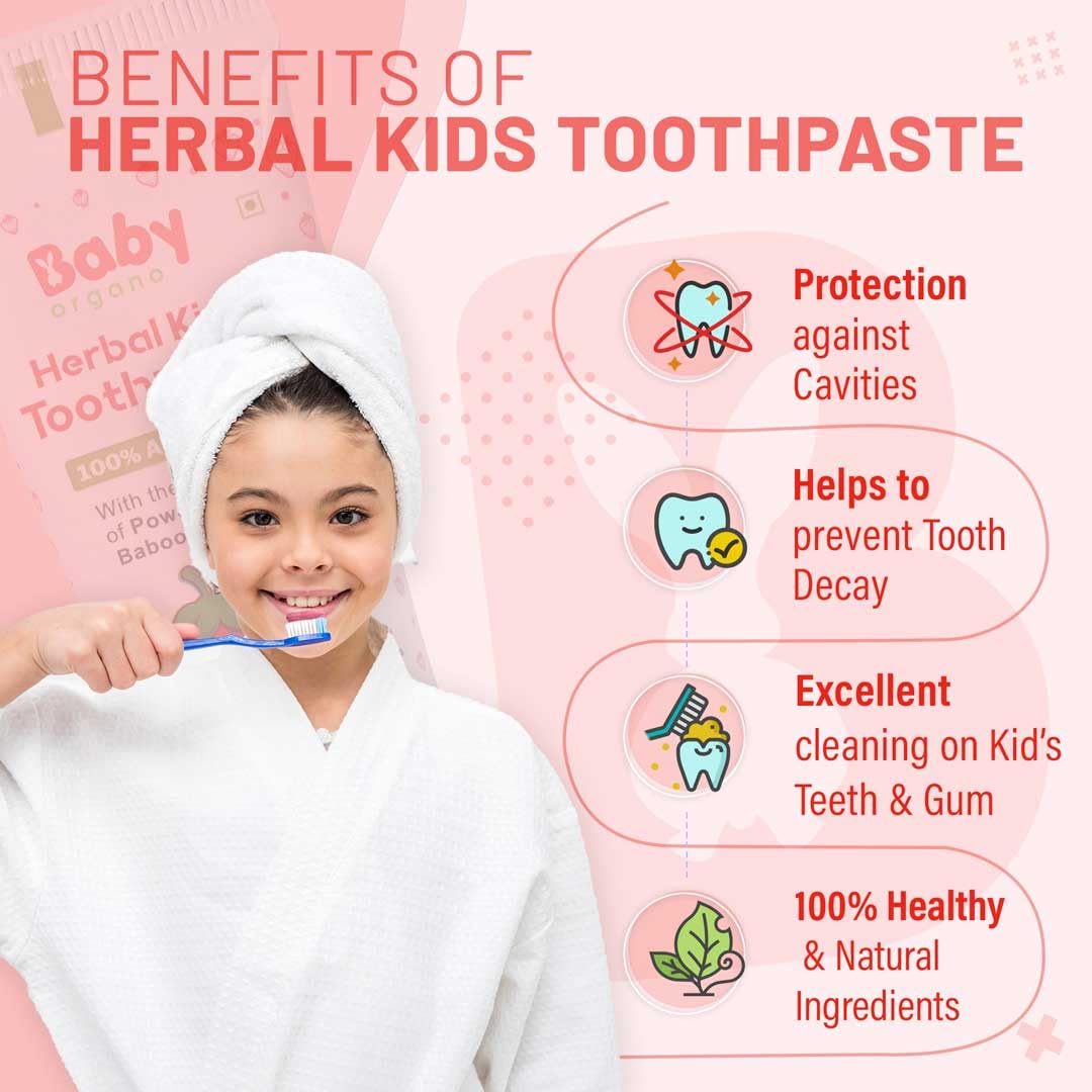 Babyorgano Ayurvedic Immunity Booster and Oral Care Product Combo Pack for New Born & Kids - Swarnaprashan Drop and Strawberry Flavored Fluoride-Free Herbal Toothpaste 4