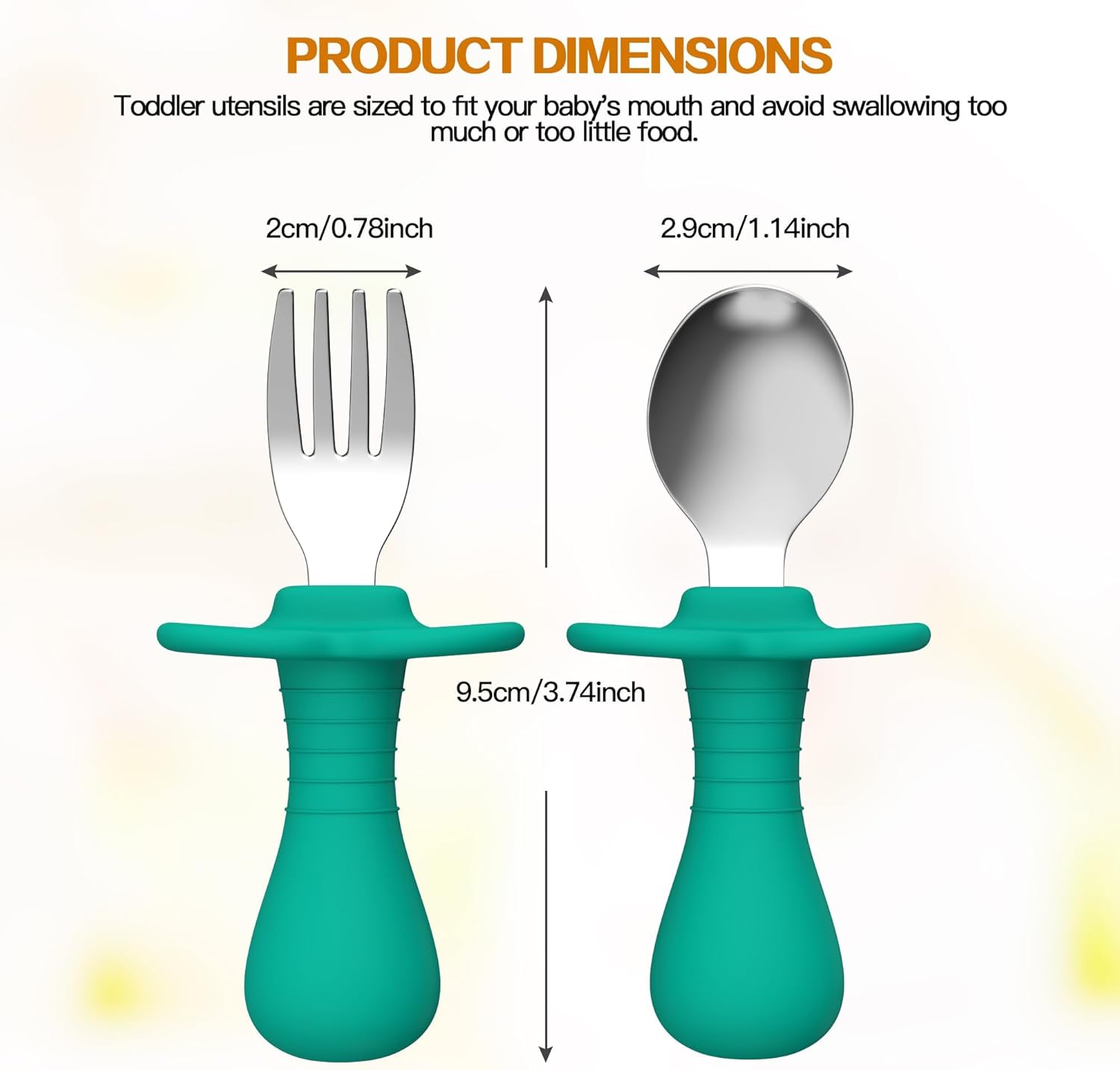 Toddler Spoons and Forks Set, Kids Sierware Set with Silicone Handle,