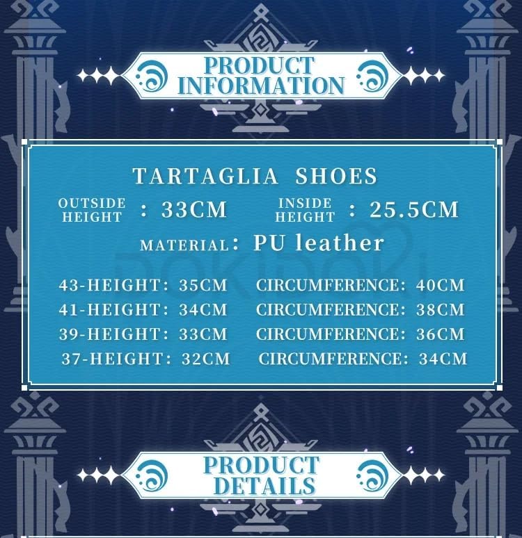 KIRA KIRA Genshin Impact Tartaglia/Childe Cosplay Shoes DokiDoki Tartaglia Cosplay Shoes for Halloween Cosplay Party