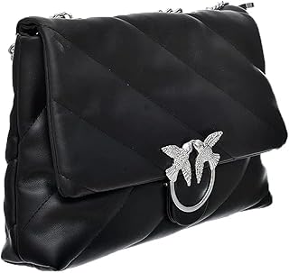 Leather Large Shoulder Bag with Bird Design and Modern Shape for Women – Black