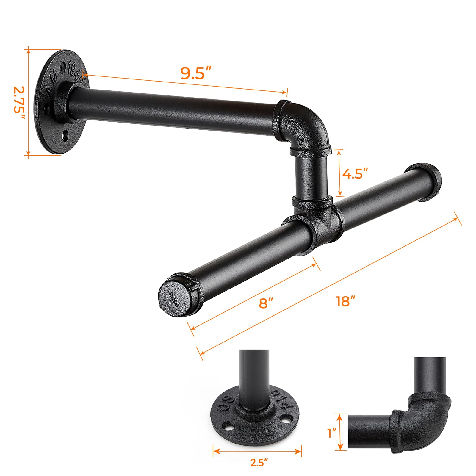 Snapklik.com : Industrial Pipe Clothing Rack Wall Mounted, Heavy Duty ...