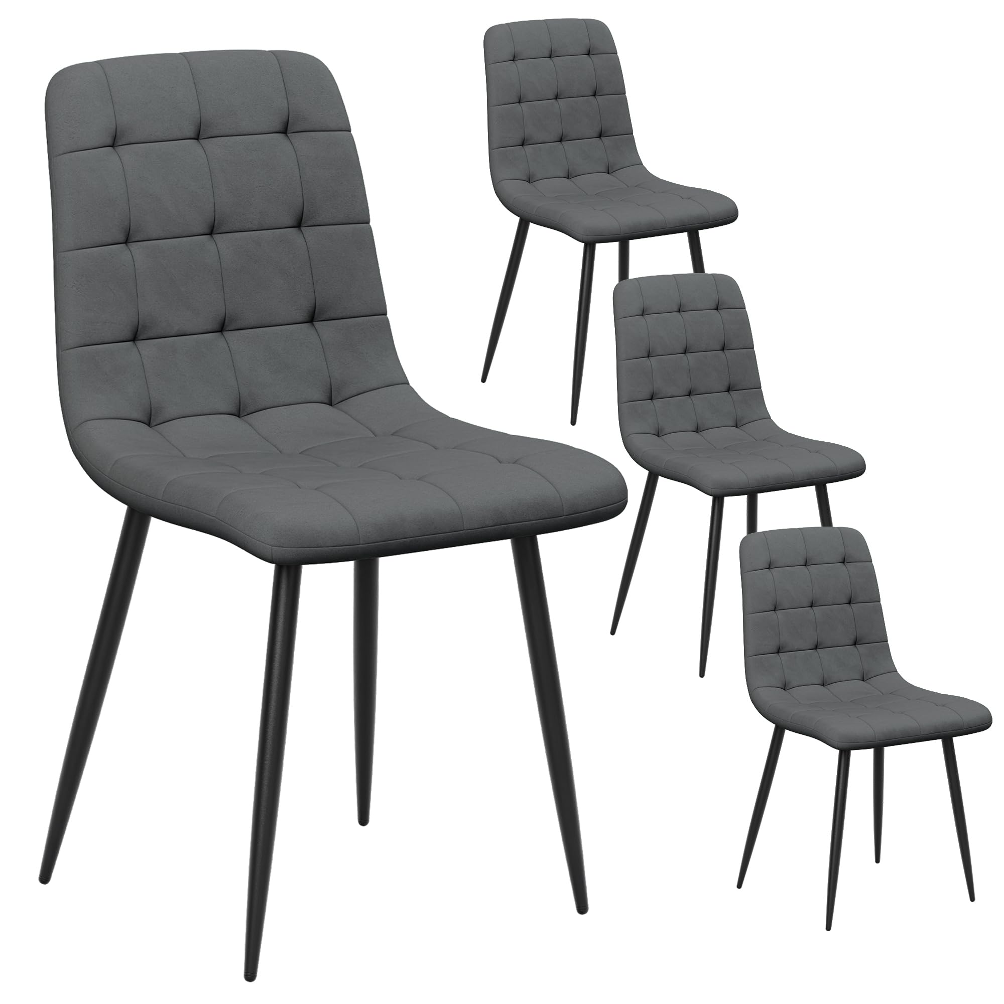 YOUDENOVA Esszimmerstühle 4er Set, Samtstühle für Esszimmer, Dunkelgrau