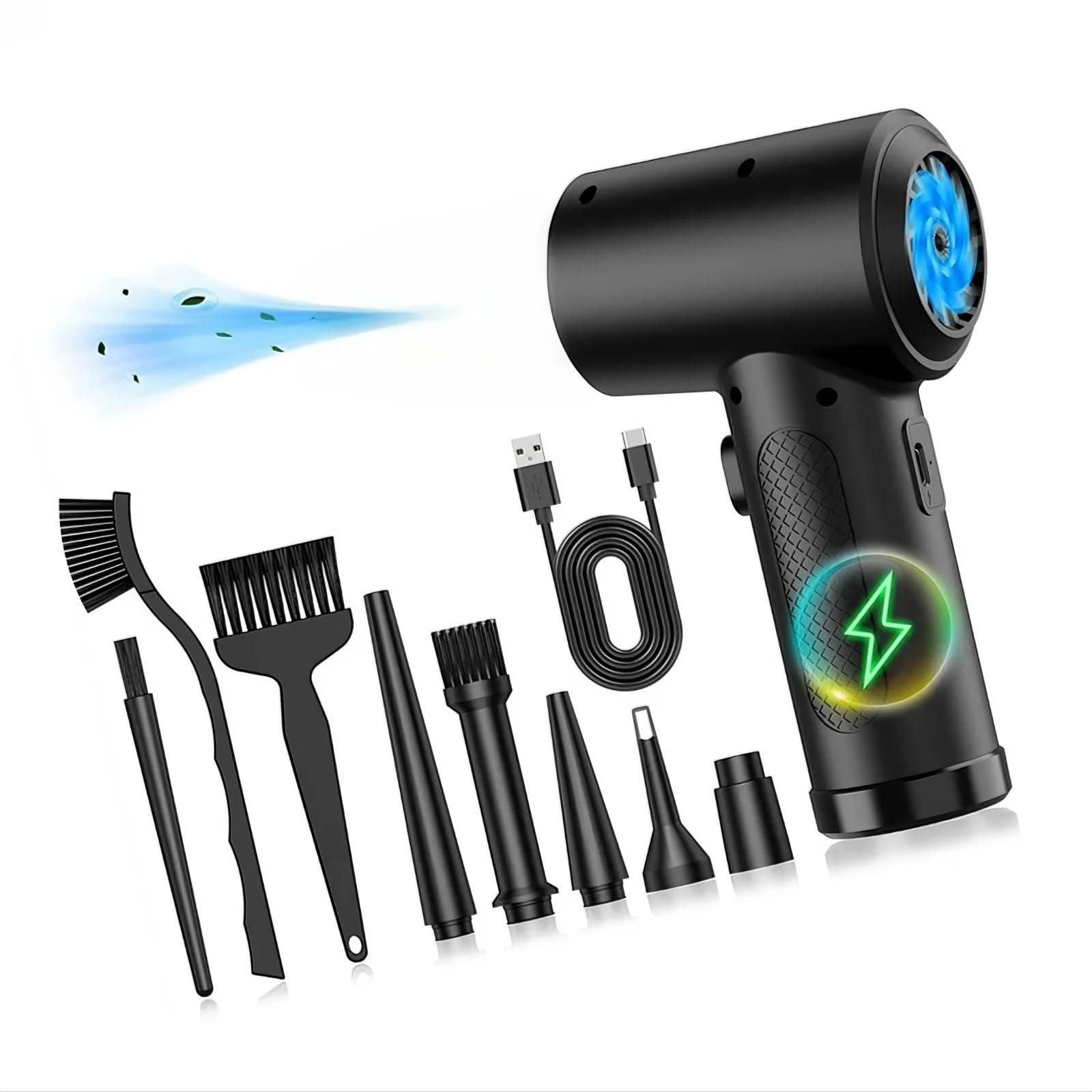 Tsophreniq Light Compressed Air Dusters For 50000Rpm 3 Speed Rechargeable Blowers With Led Cleaners For Laptop Multifunction