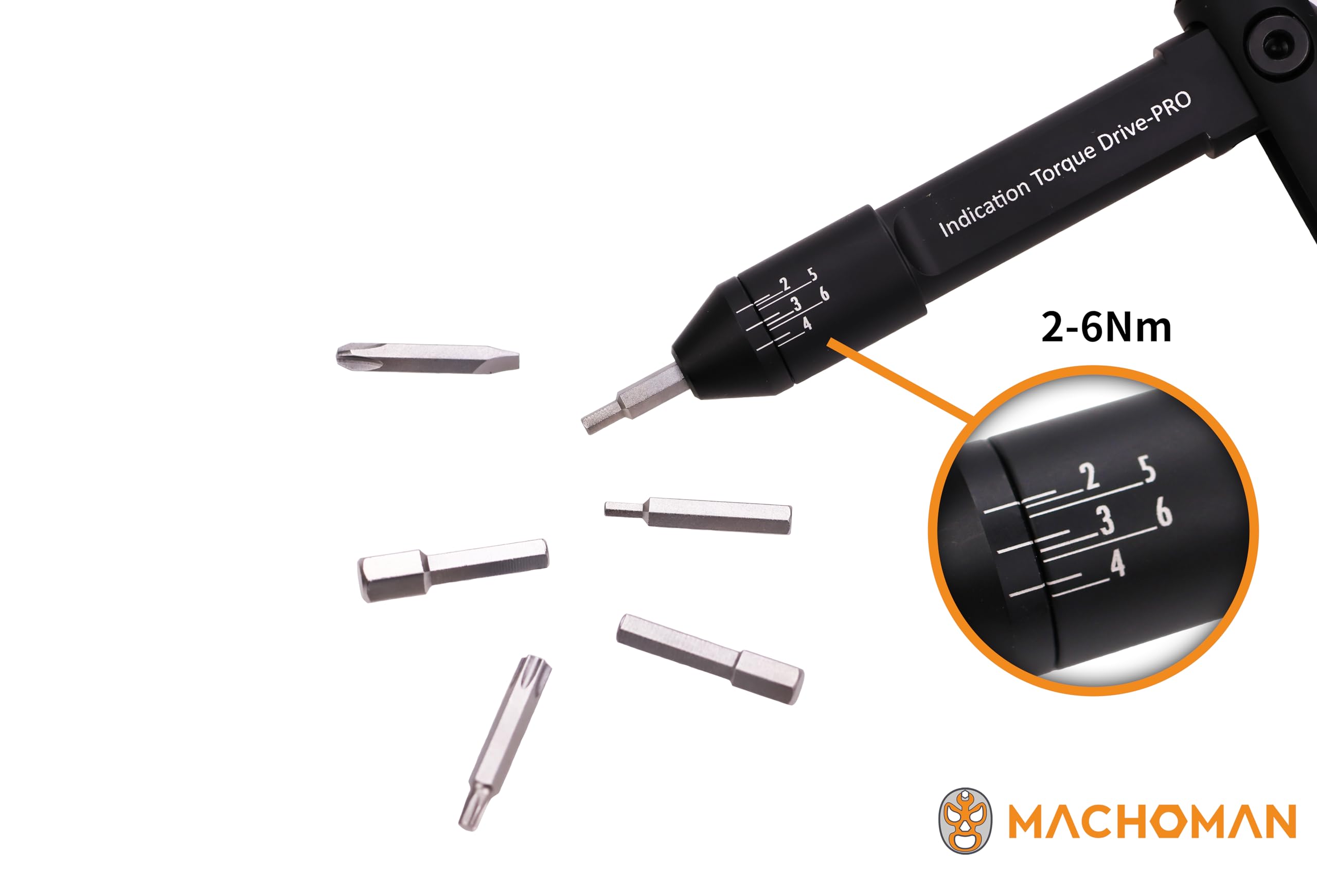 MACHOMAN Destornillador Dinamométrico con Indicador 2–6 Nm, Compacto y Plegable para un Almacenamiento Fácil, Herramienta de Apriete de Precisión, TQW2433T