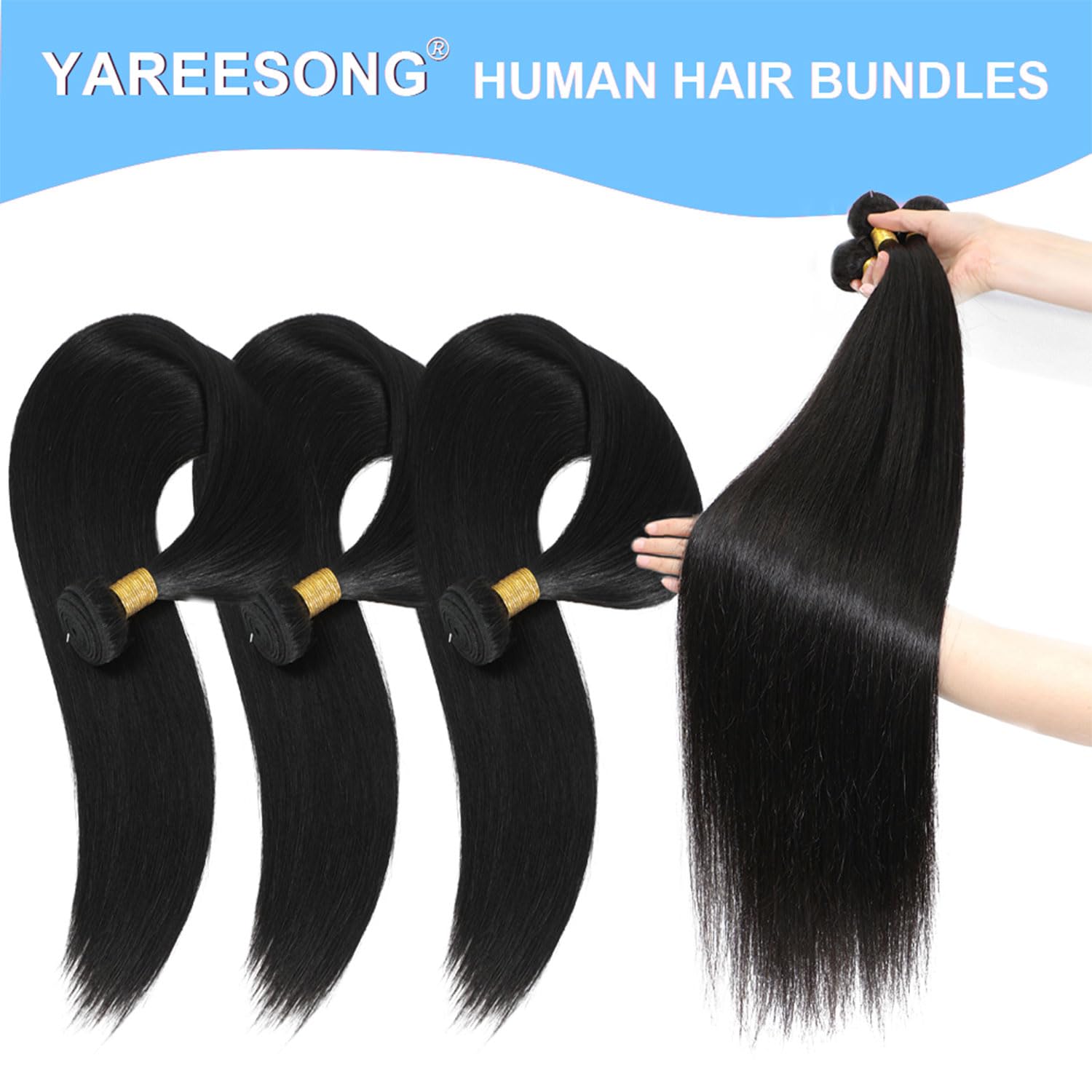 Brazilian Virgin Human Hair Extensions 12A Grade 100% Unprocessed Straight 12A Grade Brazilian Virgin Straight Human Hair Bundles - 10  main image 3