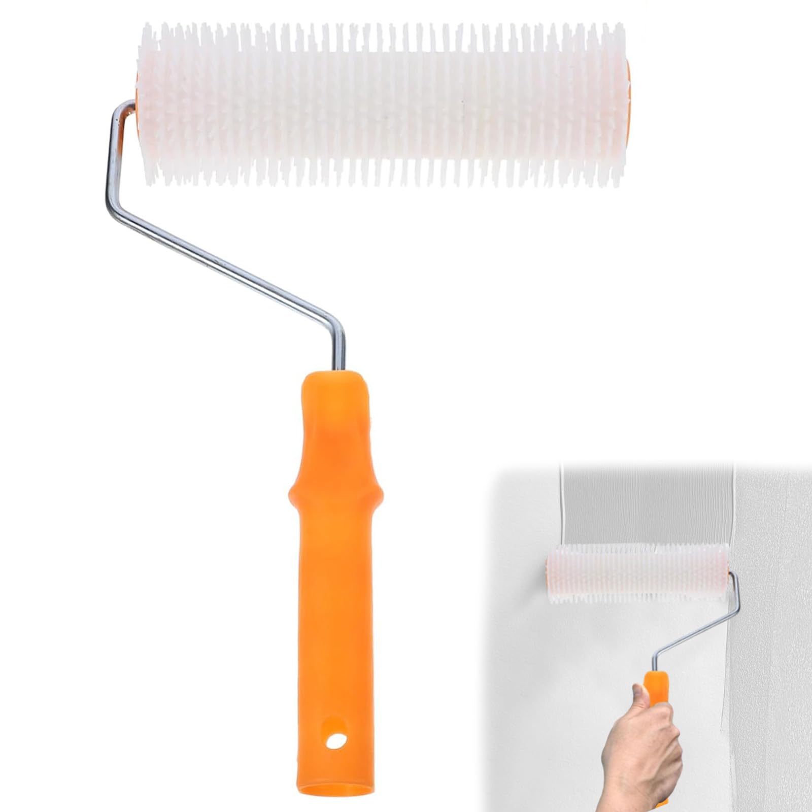 23cm Spiked Roller Self Levelling with 14 mm Teeth, Floor Aeration Spike Roller, Epoxy Compound Screeding Tools, Ergonomic Handle Paint Tool for Surface Painting, Flooring Ventilation, Remove Bubble
