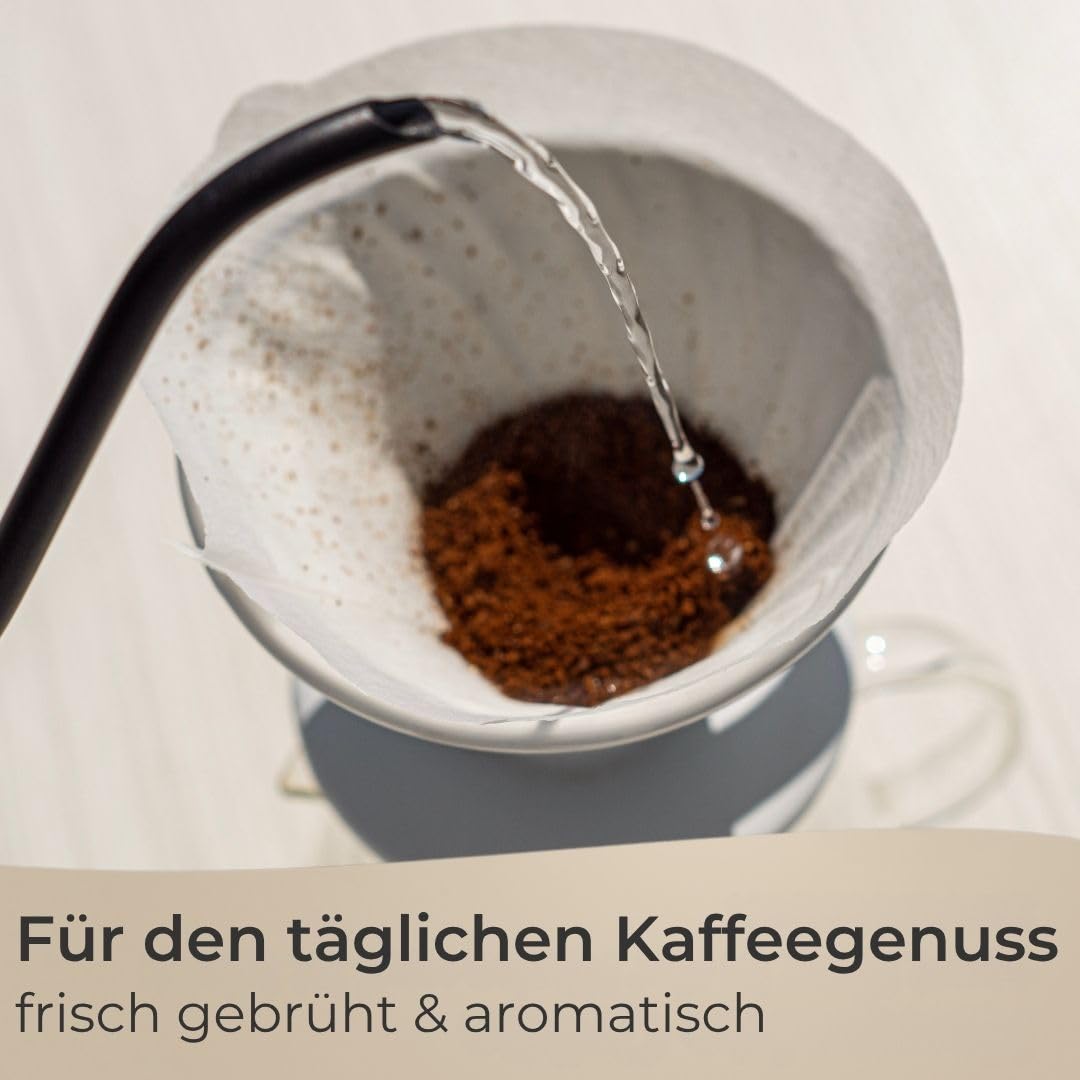 Porzellan Kaffeefilterhalter Größe 4 – hochwertig - Handfilter in Weiß, Kaffeekanne, Dauer Pour Over für 1–4 Tassen, für aromatischen Filterkaffee, passend für Melitta Kaffeefilter Gr. 4
