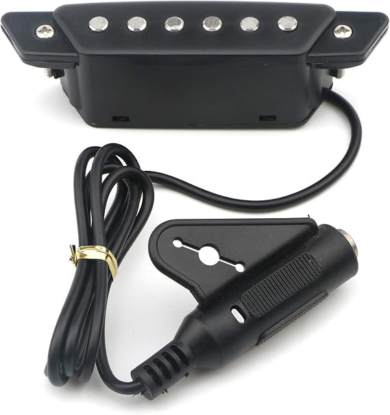 SH-85 6 String Acoustic Guitar Soundhole Pickup, Sanding Black | EQ Preamp Pickup, Active Power End-Pin Jack, For Folk Guitar & Ukulele, Low Profile Design, Easy Install No Drilling