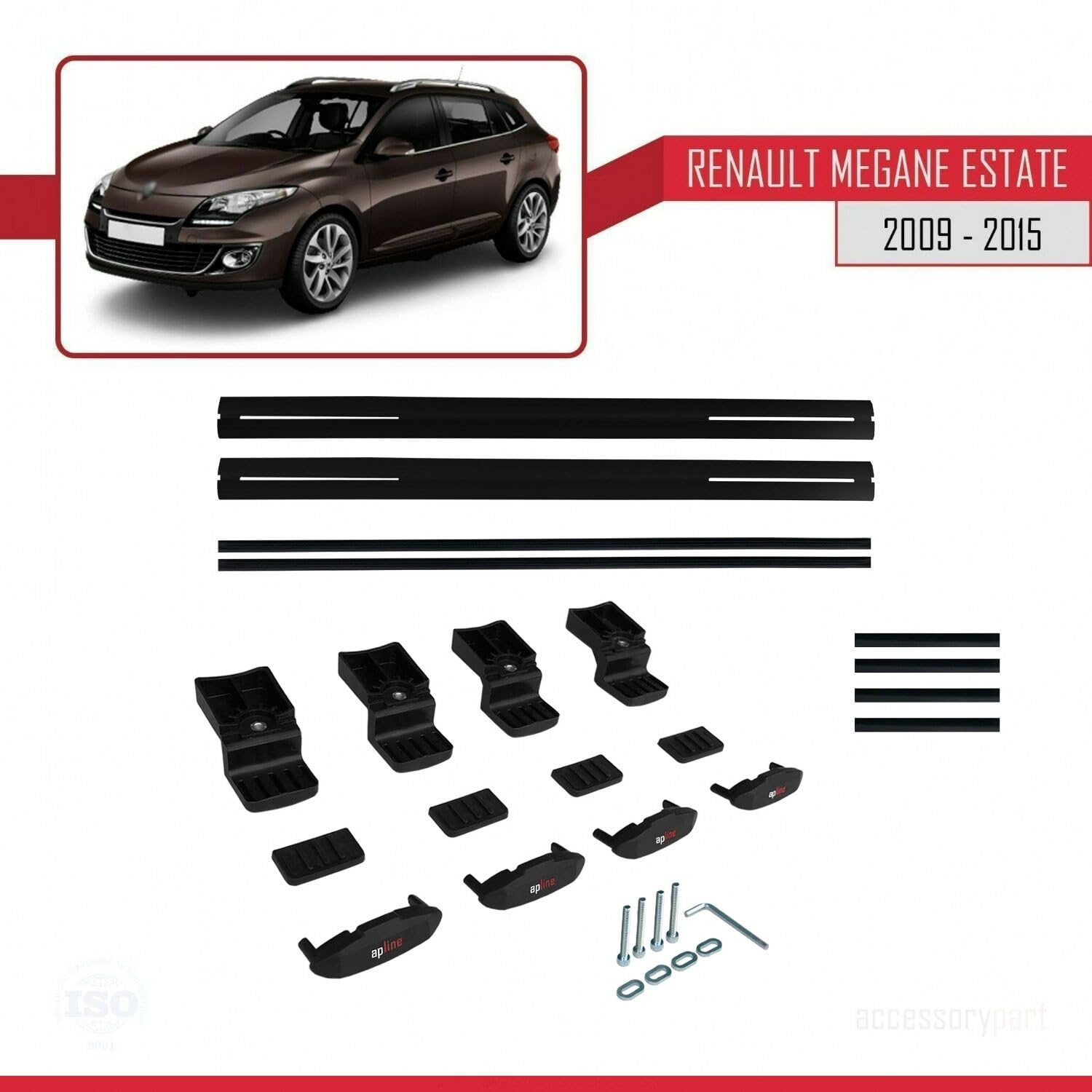 Kompatybilny z Renault Megane 3 ST 2009-2015 BASIC Model Aluminiowe poprzeczki dachowe Czarny 2 szt.