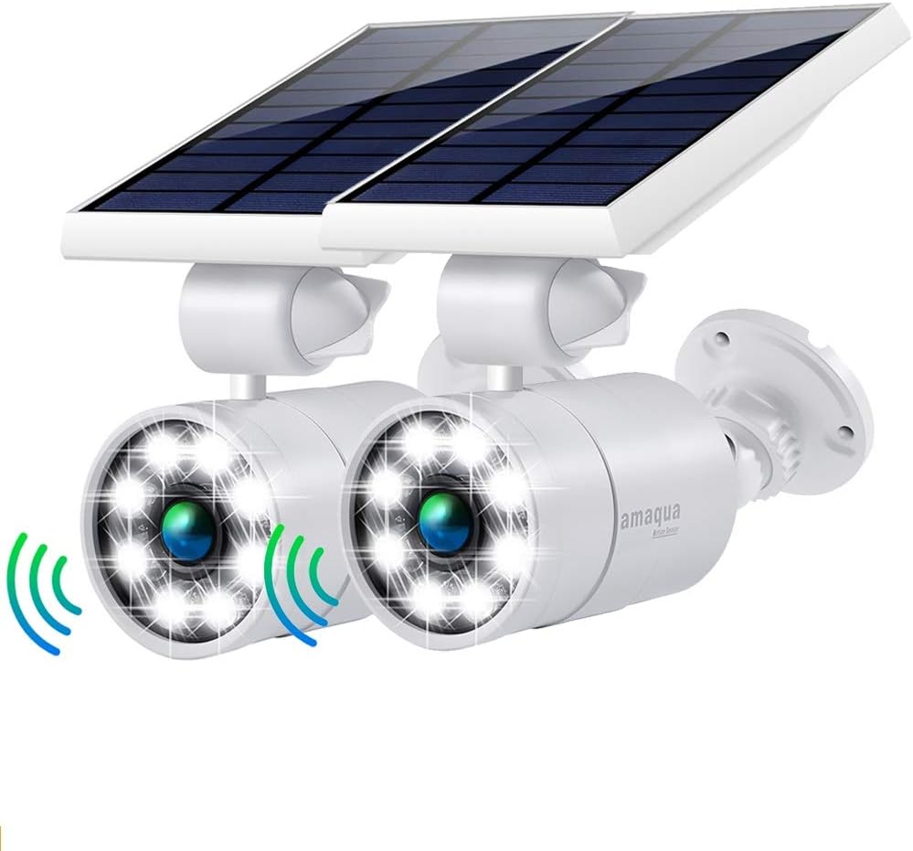 Solar Motion Sensor Lights for Outside 1400-Lumen 9W(110W Equ.) Aluminum Outdoor Solar Motion Flood Security Spotlight for Garden Driveway Garage Deck, 2-Year 100% Free Warranty(White 2 Pcs)