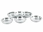 Neelam Stainless Steel 5, 22 Gauge, PRM Small Halwa Plate, 9.8 cm, Set of 6, Snacks Plate, Dessert Plates, Multipurpose Plate for Kitchen, Side Dish, Quarter Plates, Easy to Maintain, Sliver
