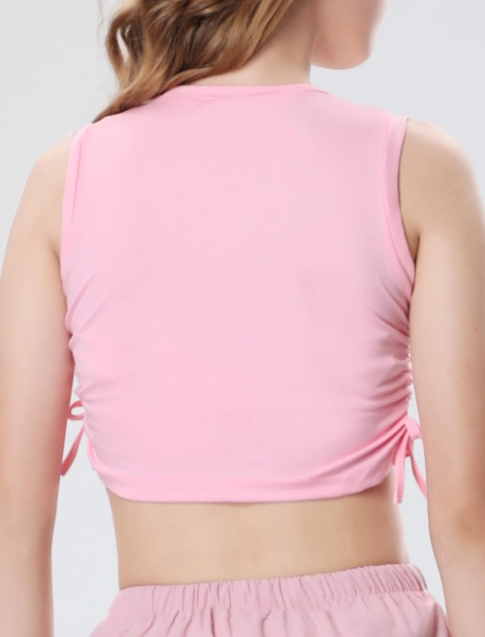 EXARUS Crop-Tanktop für Mädchen, gerippt, ärmellos, Rundhalsausschnitt, Racerback, lässig, niedlich, bauchfreies Top, 6–12 Jahre