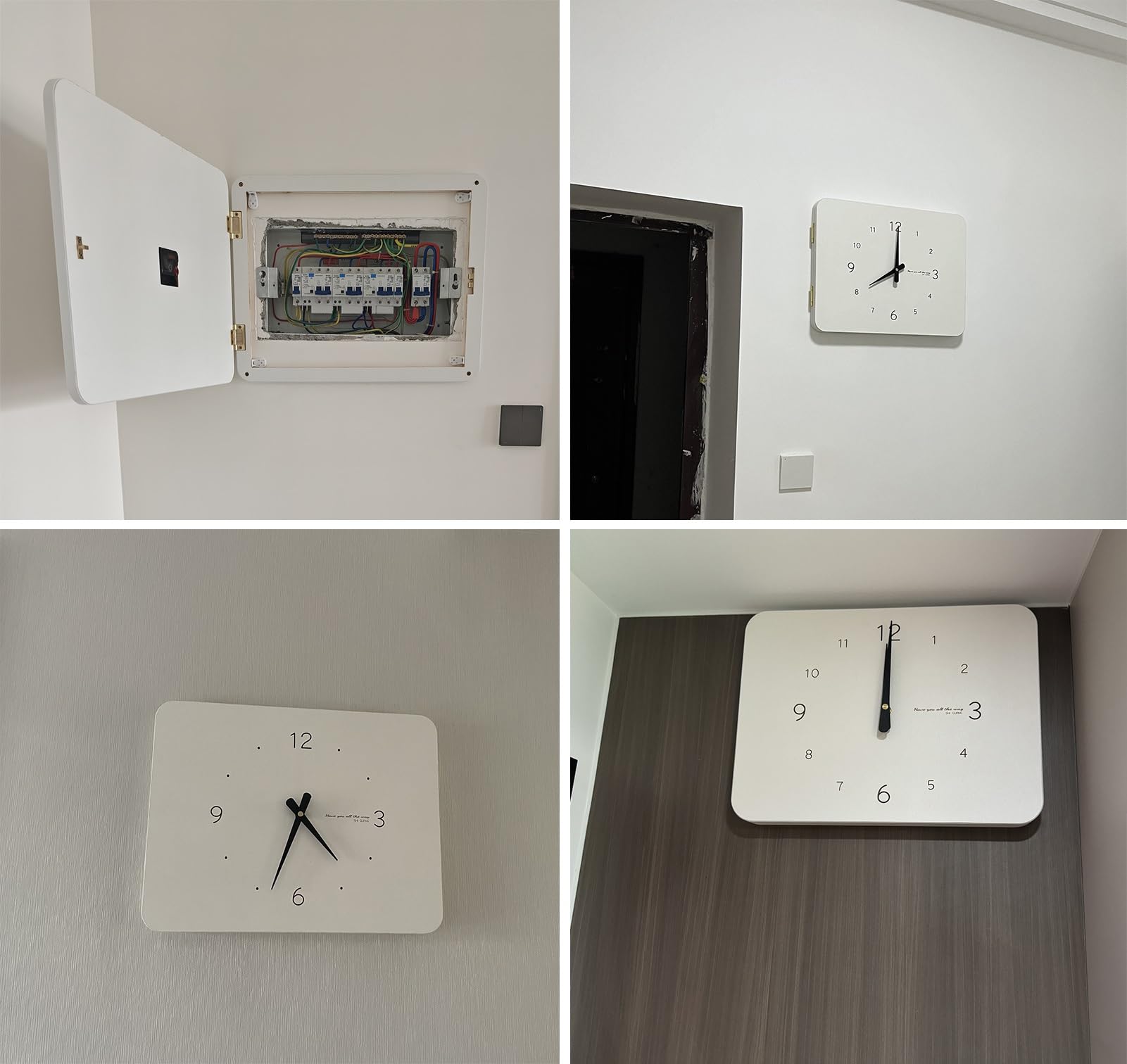 Copri Quadro Elettrico Coperchio Della Scatola Rompi-legno con Orologio, Coperchio del Quadro Elettrico Bianco Decorativo da Parete, Coperchio di Distribuzione Staccabile da Appendere Alla Parete, per