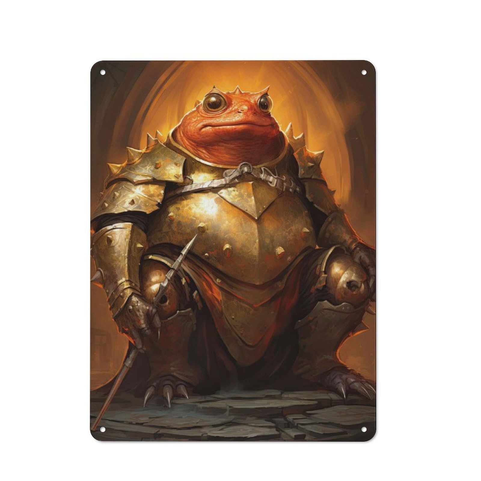 Retro Frog Spearman Metal Wall Plaque 40x30cm, Nostalgic Wall Art for Living Room, Hallway, Kitchen Or Cafe