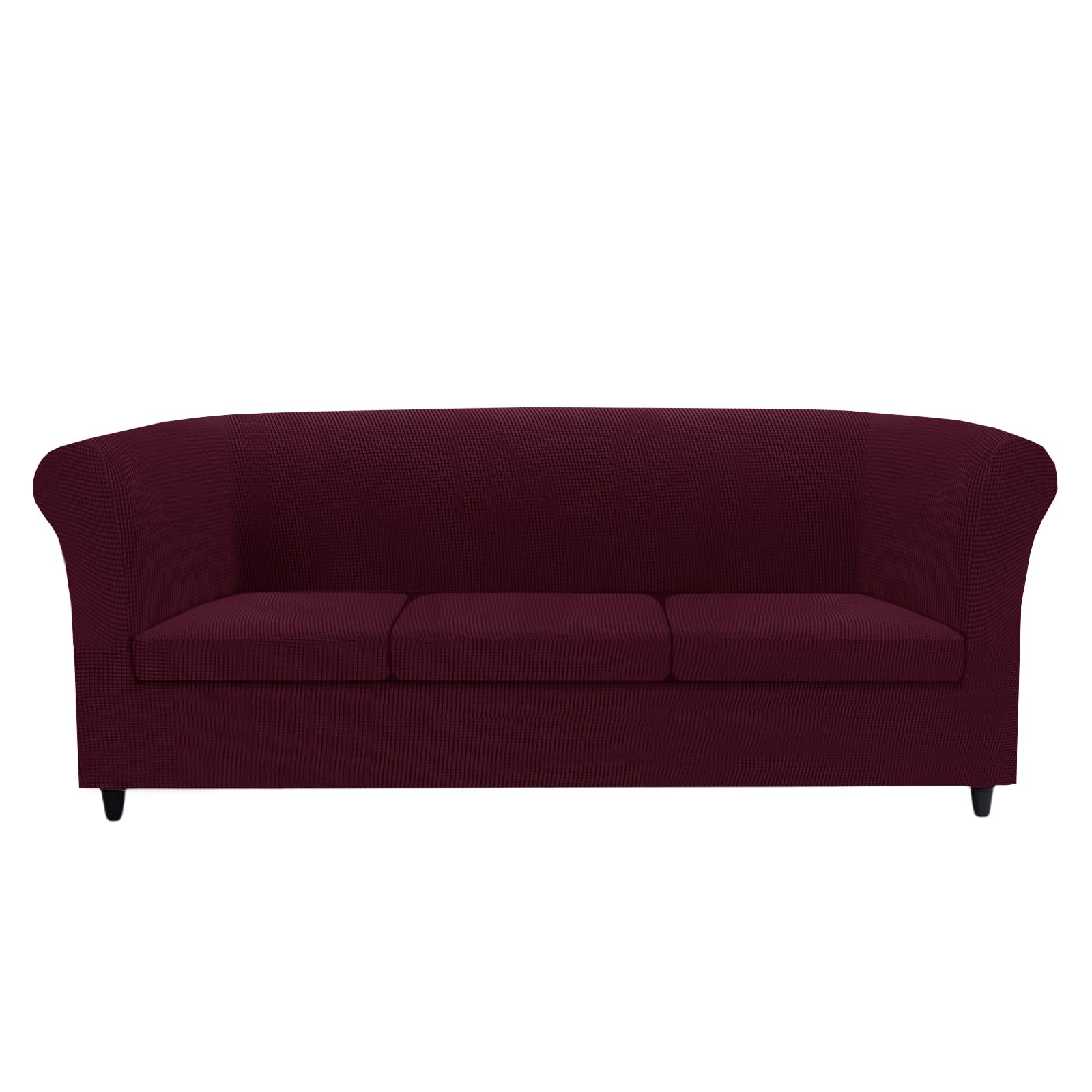 KYJSW Chesterfield Sofa Cover Stretch Jacquard Fabric Couch Slipcover With Armrests Cushion Cover Seat Cover Non-Slip Furniture Protector (Wine red,XL SOFA+3 LARGE SEATS)