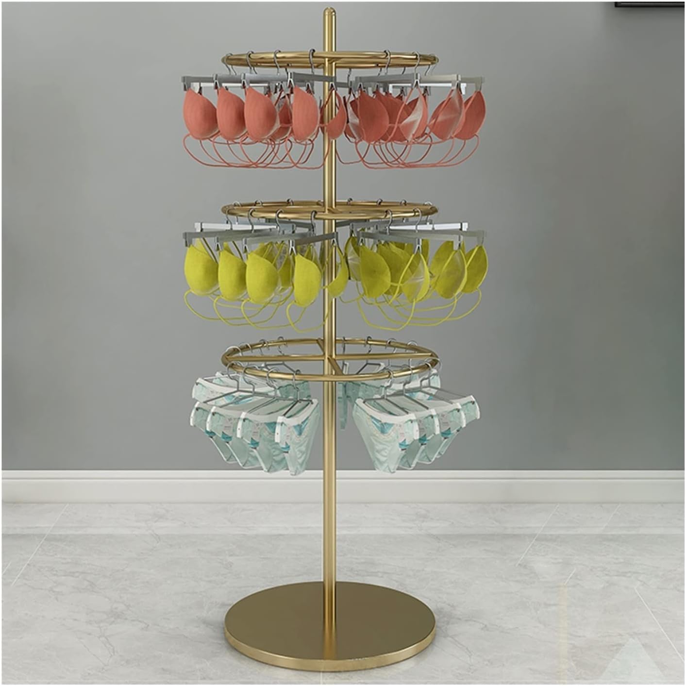 DETMOL Multifunctional clothes rack, rotating underwear rack for laundry, towels, scarves, socks and shorts. Ideal for boutiques and retail stores.