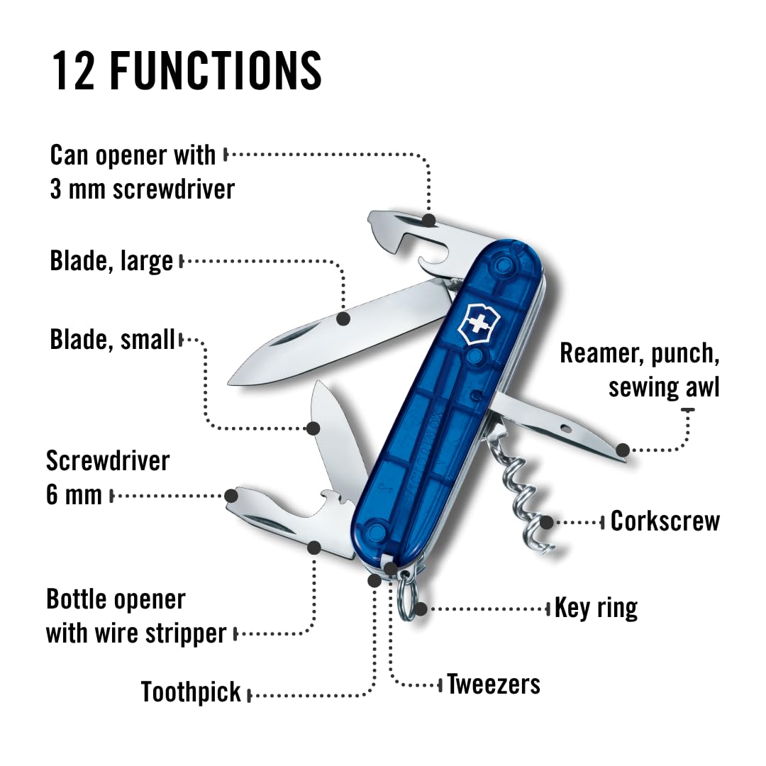 Victorinox Taschenmesser Spartan (12 Funktionen, Klinge, Korkenzieher, Dosenöffner, Kapselheber, Pinzette)