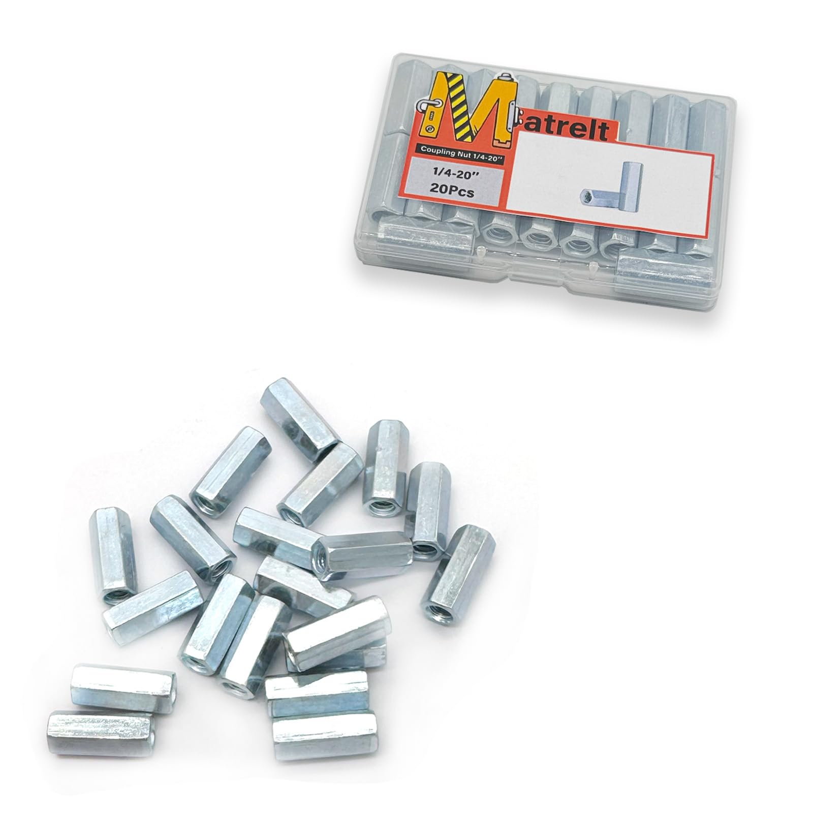 1/4"-20 Coupling Nuts - 20 Pack, Zinc Plated -7