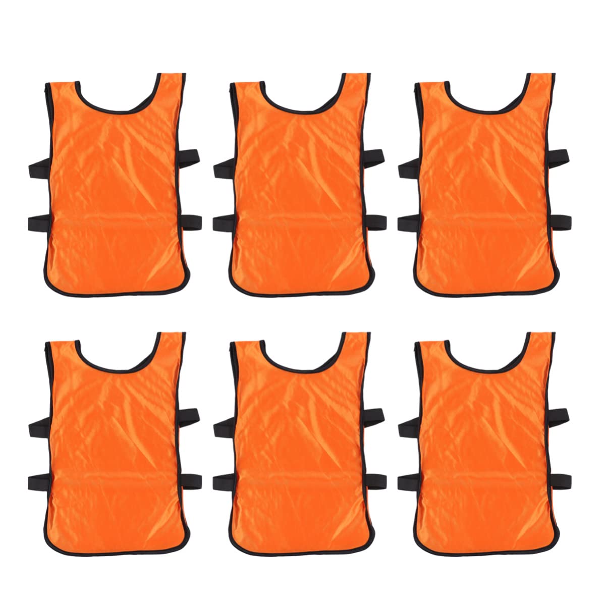 MUSISALY 6Pcs Orange Breathable Soccer Training Vests Lightweight Pinnies for Football Practice Comfortable Jerseys for Youth Sports Activities