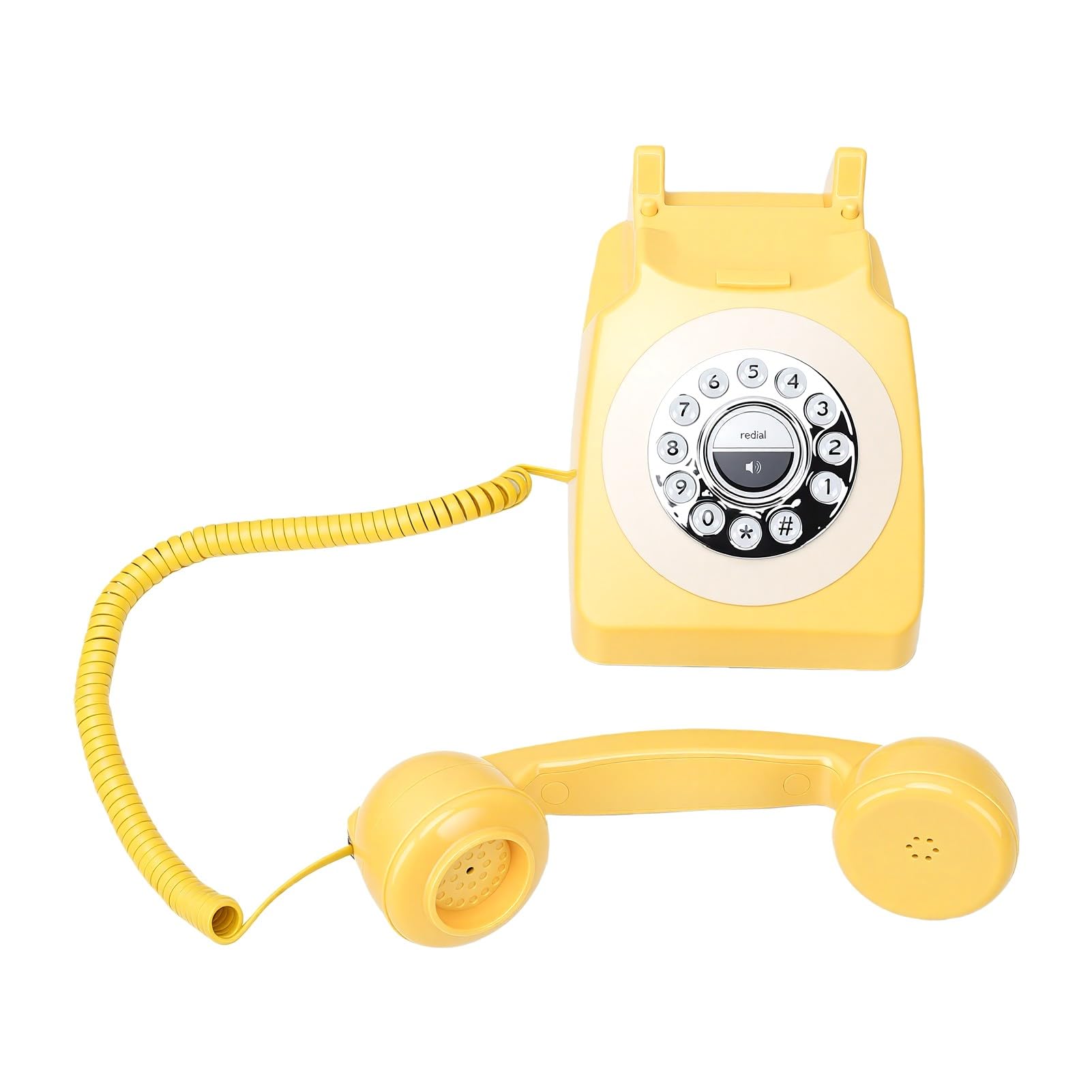 Annadue Telefono Bluetooth Cordless retrò con Ricevitore, Supporto per Chiamate in Vivavoce, Riproduzione Musicale e Ricarica Rapida per la Fissa dell'ufficio Domestico (YELLOW)