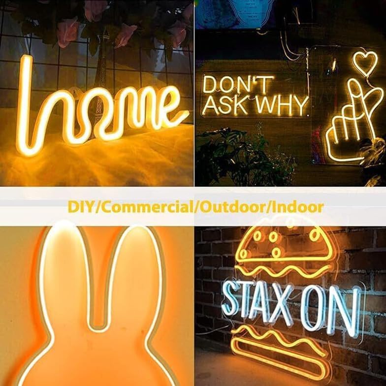 Image of 16.4 Feet Neon LED Strip Light | 12V Adapter, Waterproof IP65, Silicone Flexible Rope Light for Home Wall Decor & Gaming Room| Led Strip Lights | Neon Lights 5 Meter | (Yellow)