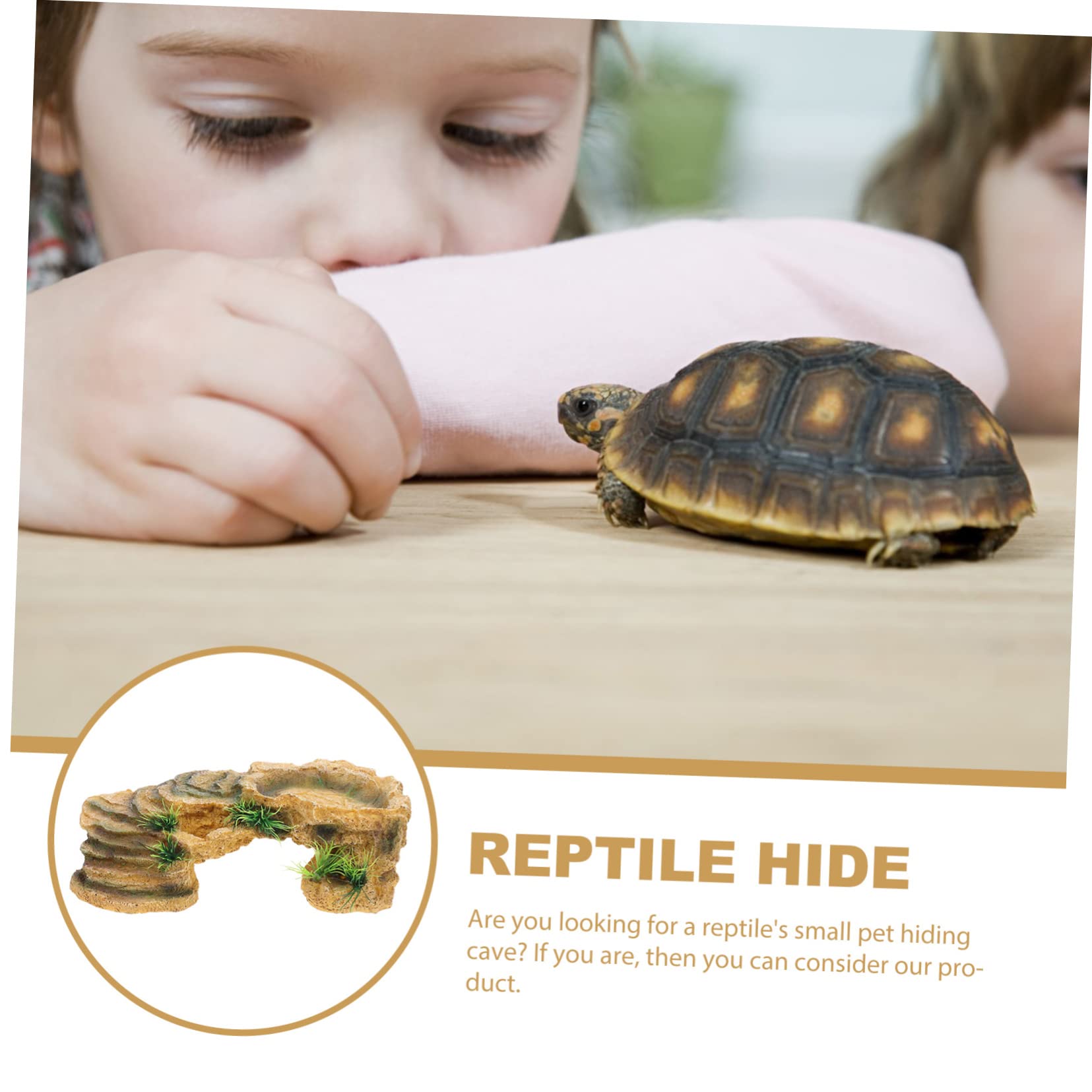 POPETPOP Decoración Terrario Refugio para Tortugas de Resina Escondite Seguro y Plataforma Adecuada para Hábitat de Tortuga y Reptiles en Terrario