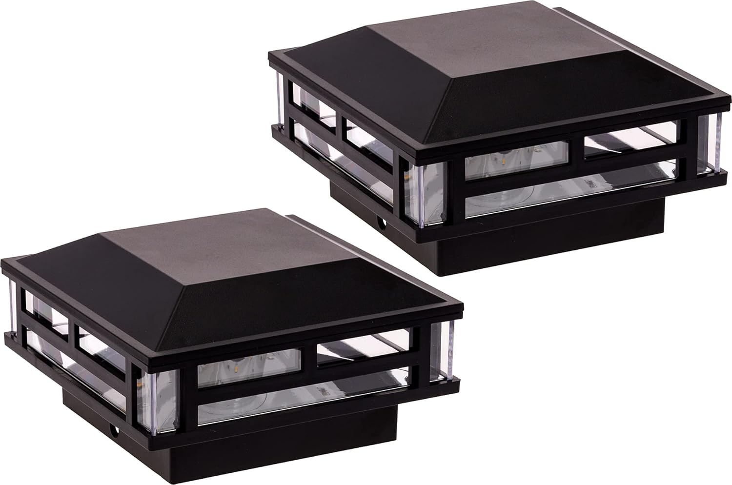 GreenLighting 1 Pack Modern Low Voltage Powered 120 Lumen LED Post Cap Light for 4x4 or 5x5 Posts (Black)