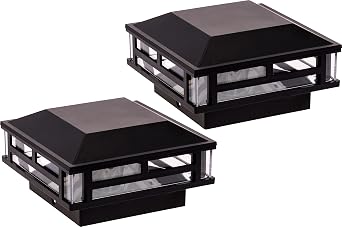 GreenLighting 2 Pack Modern Low Voltage Powered 120 Lumen LED Post Cap Light for 4x4 or 5x5 Posts Black