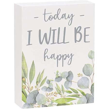 Collins Painting Inspirational Mini Wood Block Sign, 4" (Today I Will Be Happy)